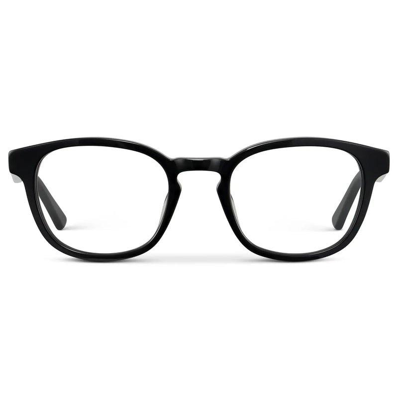Black || Men's Rounded Rectangular Prescription Eyeglasses with Black Acetate Frame and Clear Lens