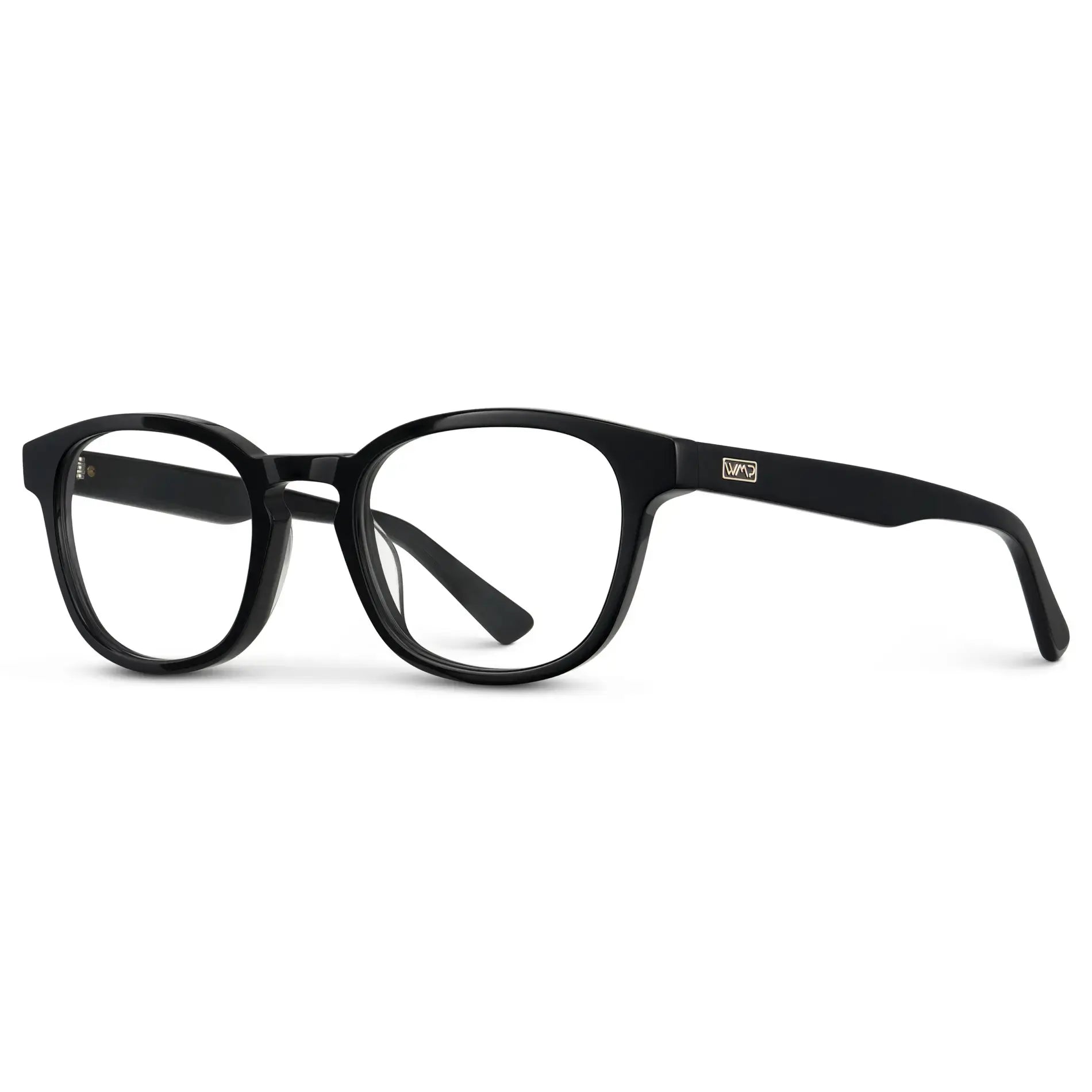Black || Men's Rounded Rectangular Prescription Eyeglasses with Black Acetate Frame and Clear Lens