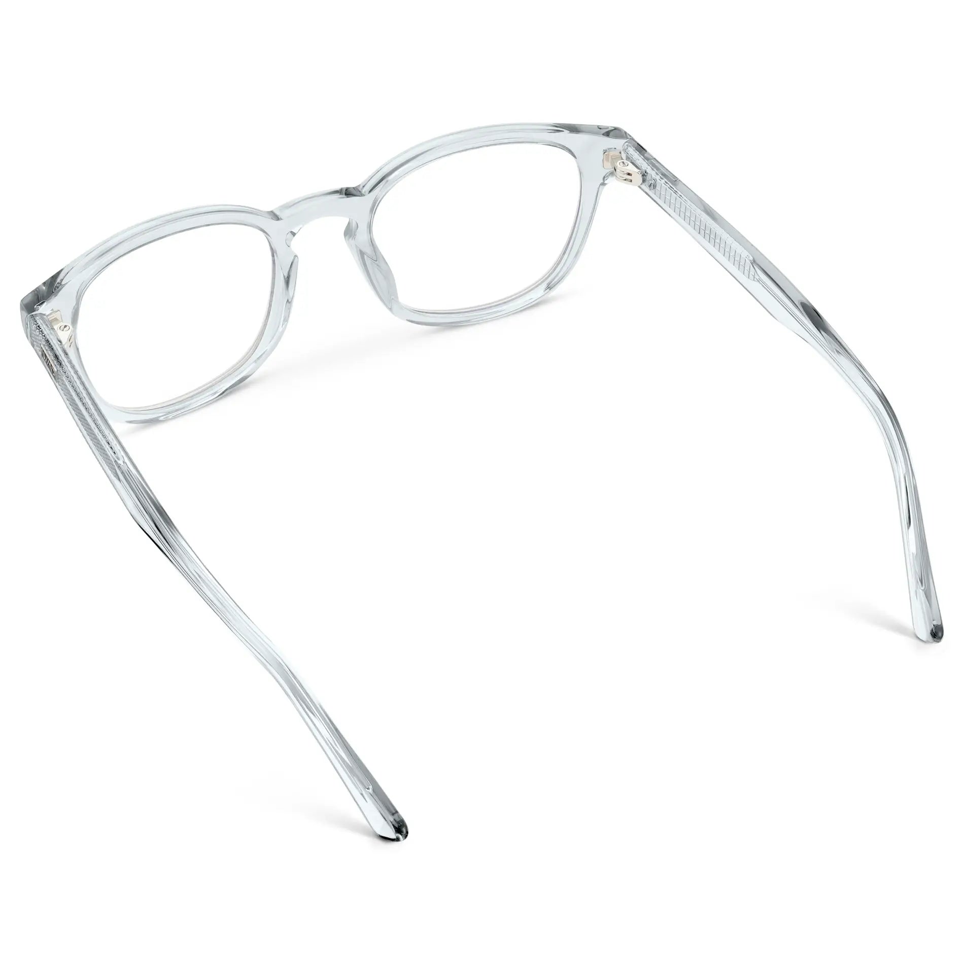 Ice Grey || Men's Rounded Rectangular Blue Light Blocking Glasses with Ice Grey Acetate frame