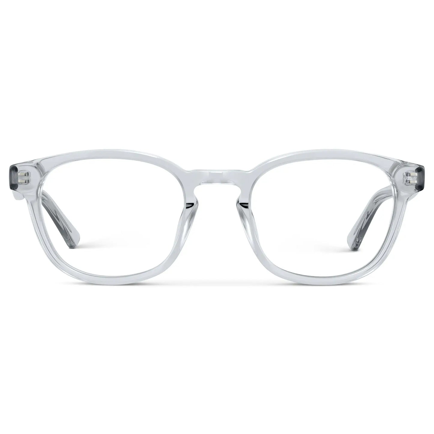 Ice Grey || Men's Rounded Rectangular Blue Light Blocking Glasses with Ice Grey Acetate frame