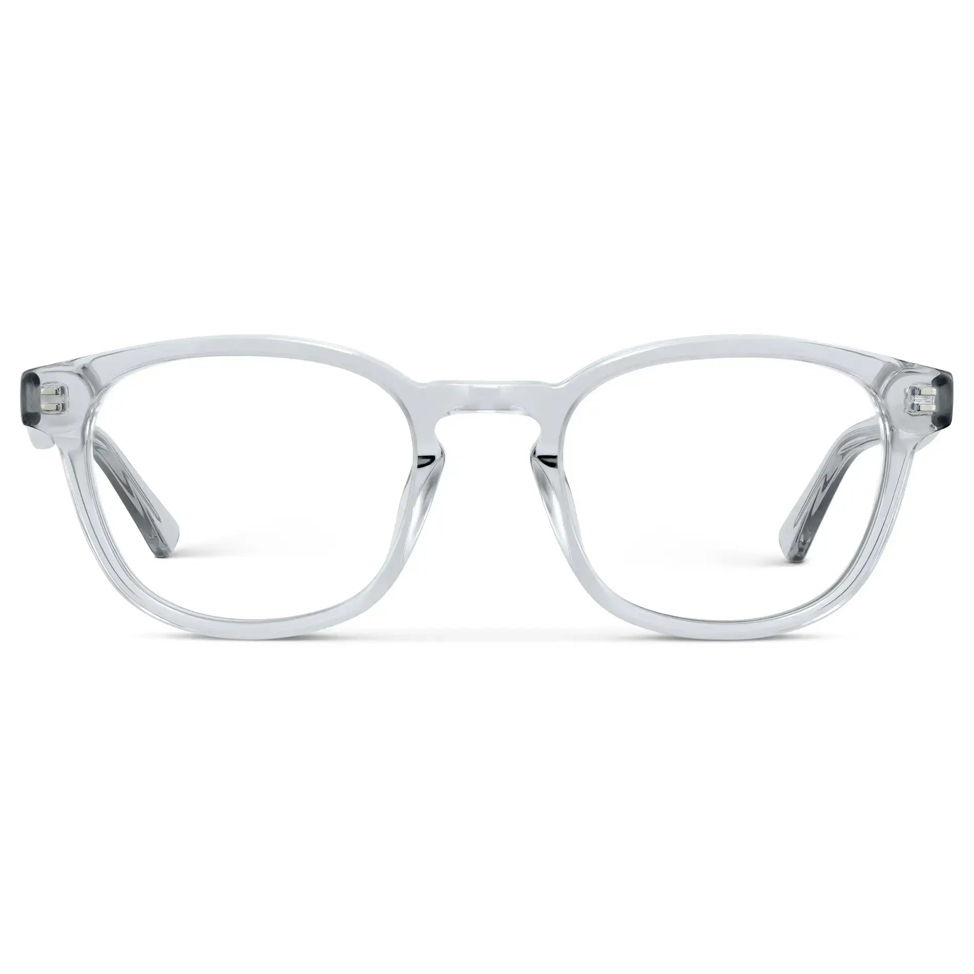 Ice Grey || Men's Rounded Rectangular Prescription Eyeglasses with Ice Grey Acetate Frame and Clear Lens