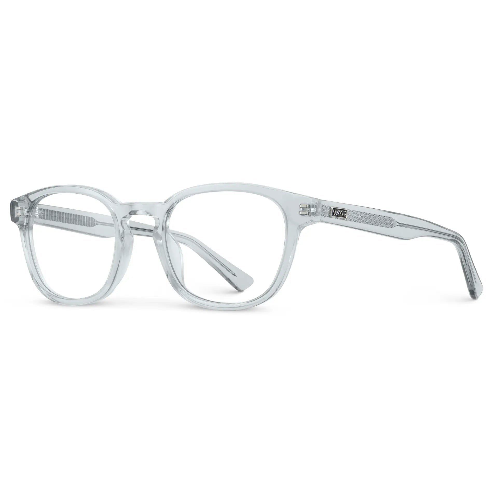 Ice Grey || Men's Rounded Rectangular Blue Light Blocking Glasses with Ice Grey Acetate frame