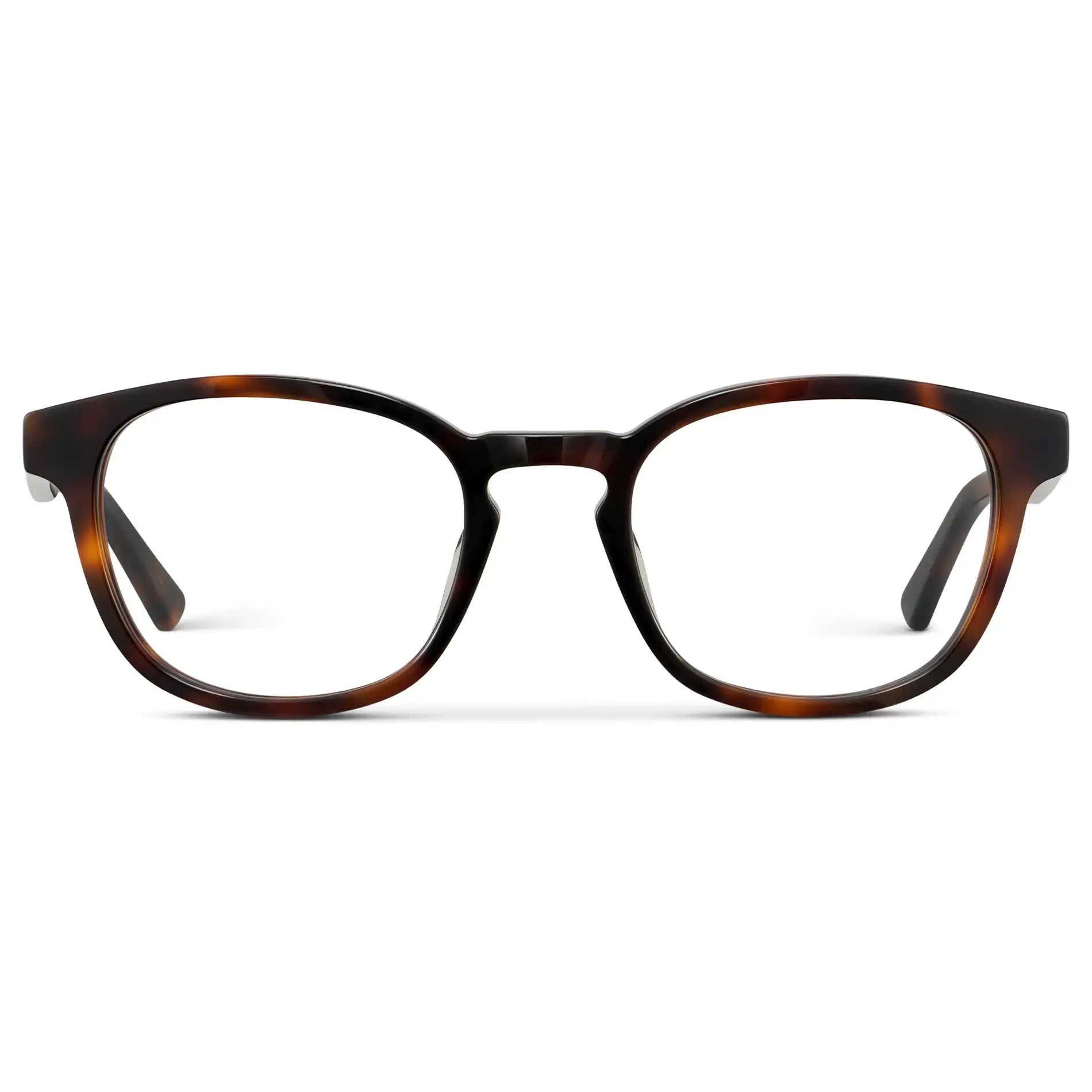 Brown Tortoise || Men's Rounded Rectangular Prescription Eyeglasses with Brown Tortoise Acetate Frame and Clear Lens