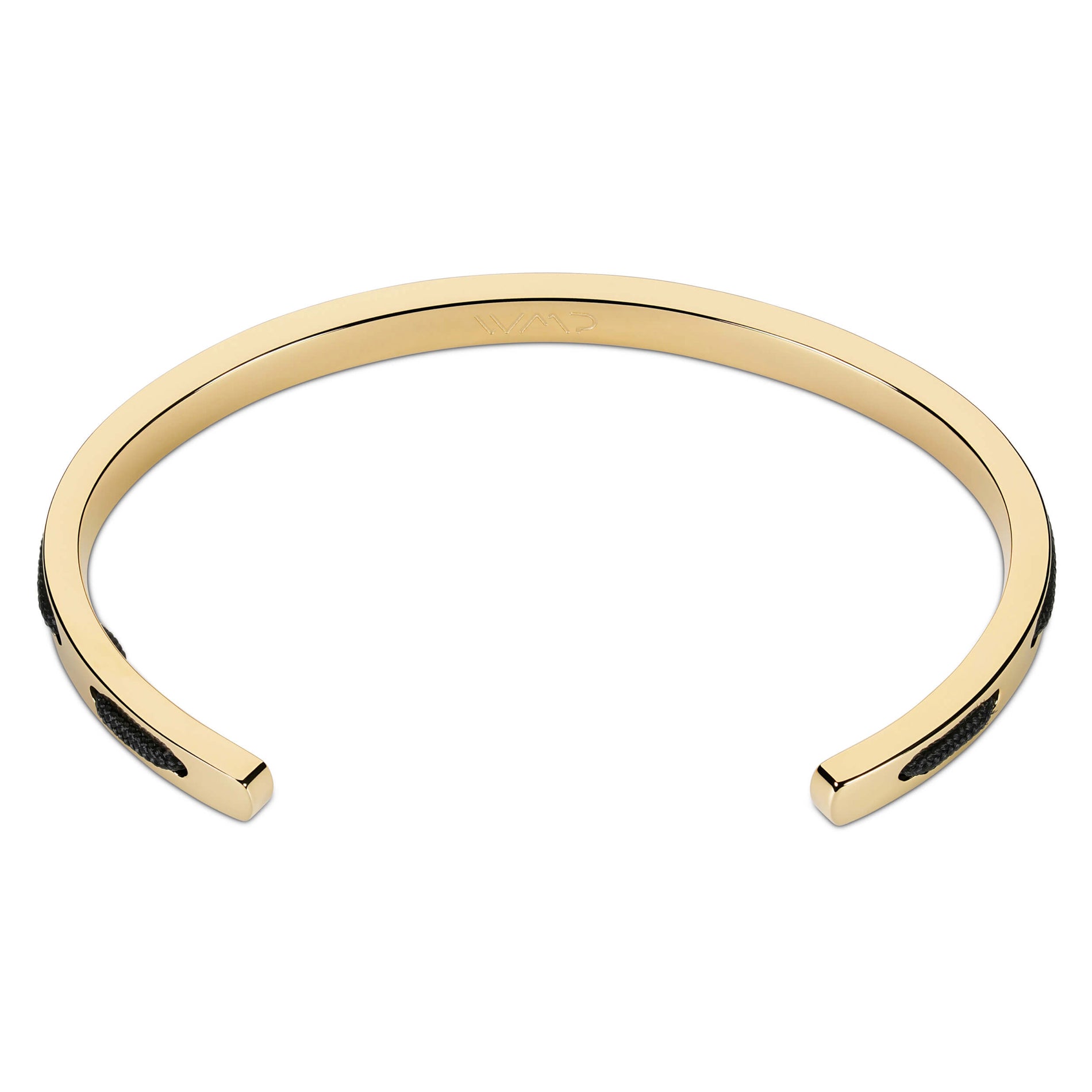 Gold / Onyx Black || Minimalist Gold Men's Cuff Bracelet with Black Rope Detail
