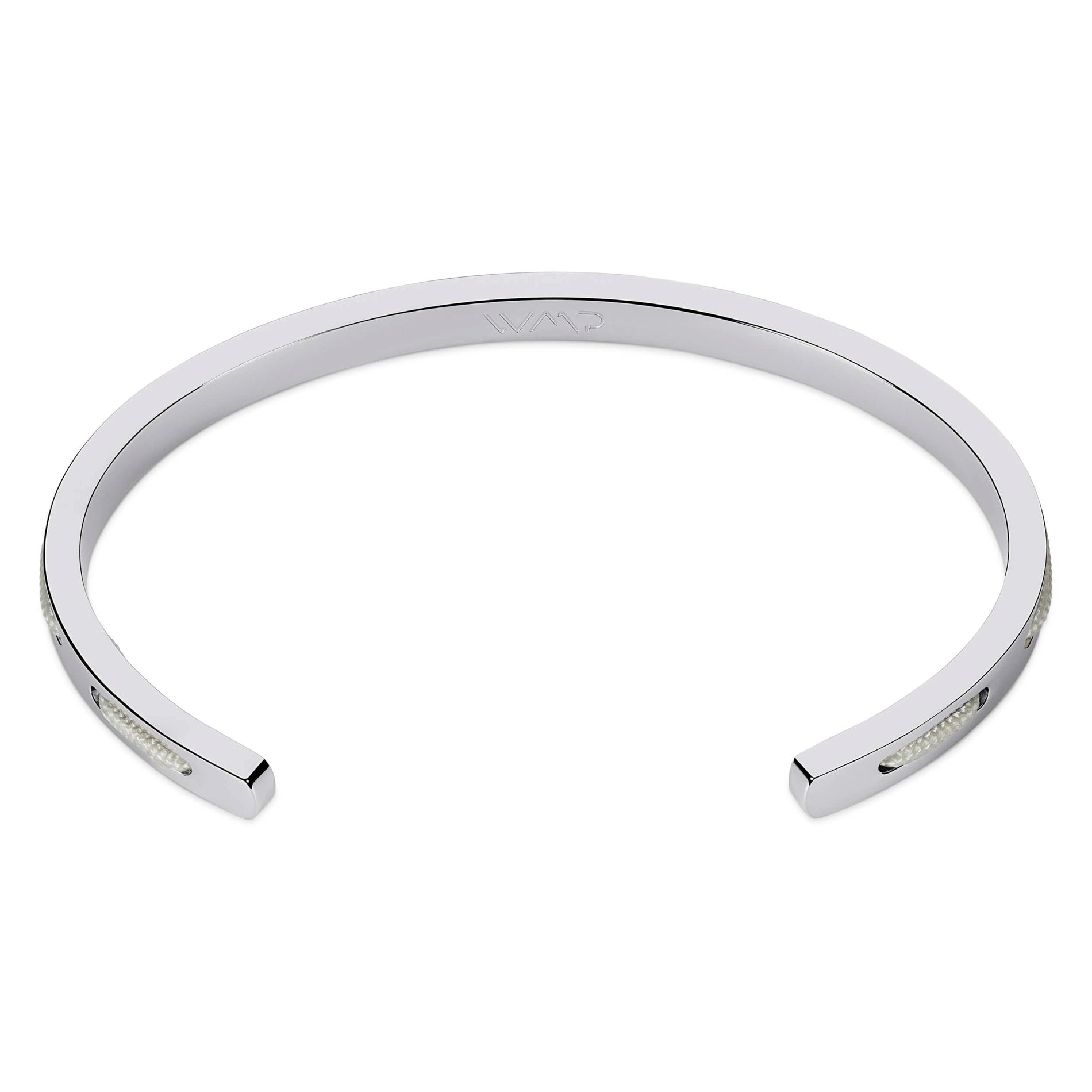 Silver / Stone Grey || Minimalist Silver Men's Cuff Bracelet with Grey Rope Detail