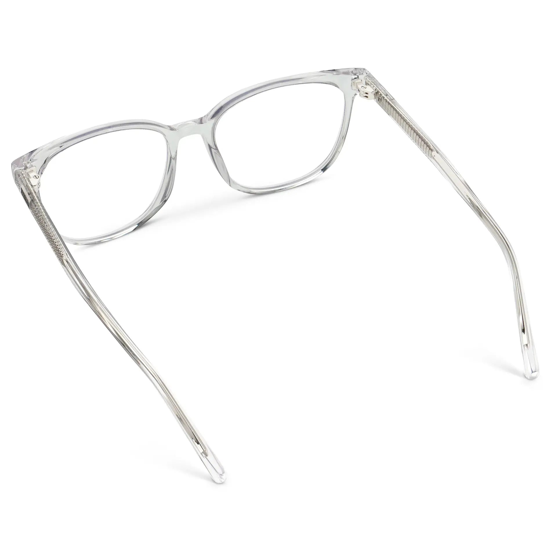 Clear || Women's Rectangular Blue Light Blocking Glasses with a Clear Acetate Frame and Clear Lens