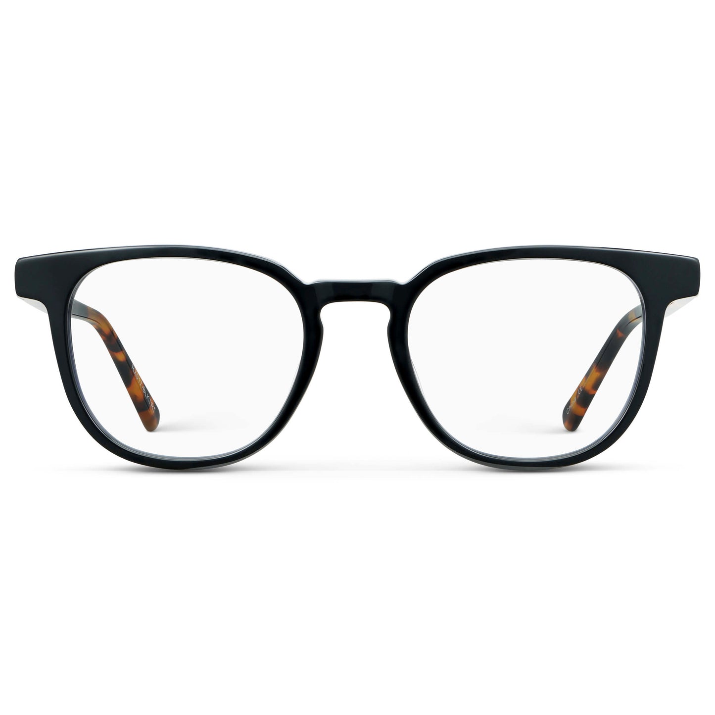Black Autumn Tortoise || Men's Square Blue Light Blocking Glasses with Black Autumn Tortoise Acetate Frame and Clear Lens