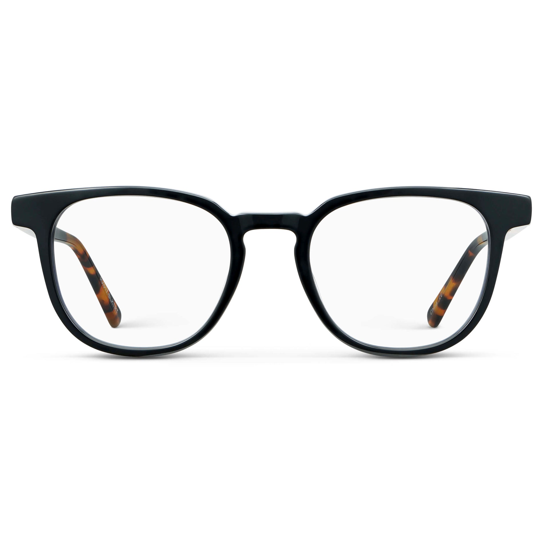 Black Autumn Tortoise || Men's Square Blue Light Blocking Glasses with Black Autumn Tortoise Acetate Frame and Clear Lens