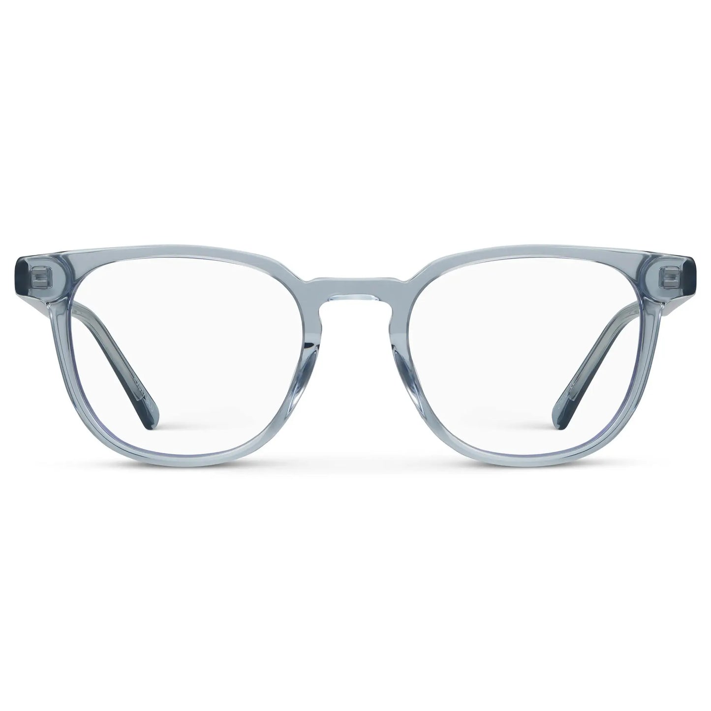 Denim Blue || Men's Square Blue Light Blocking Glasses with Denim Blue Acetate Frame and Clear Lens on a white background 