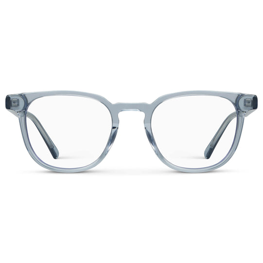 Denim Blue || Men's Square Blue Light Blocking Glasses with Denim Blue Acetate Frame and Clear Lens