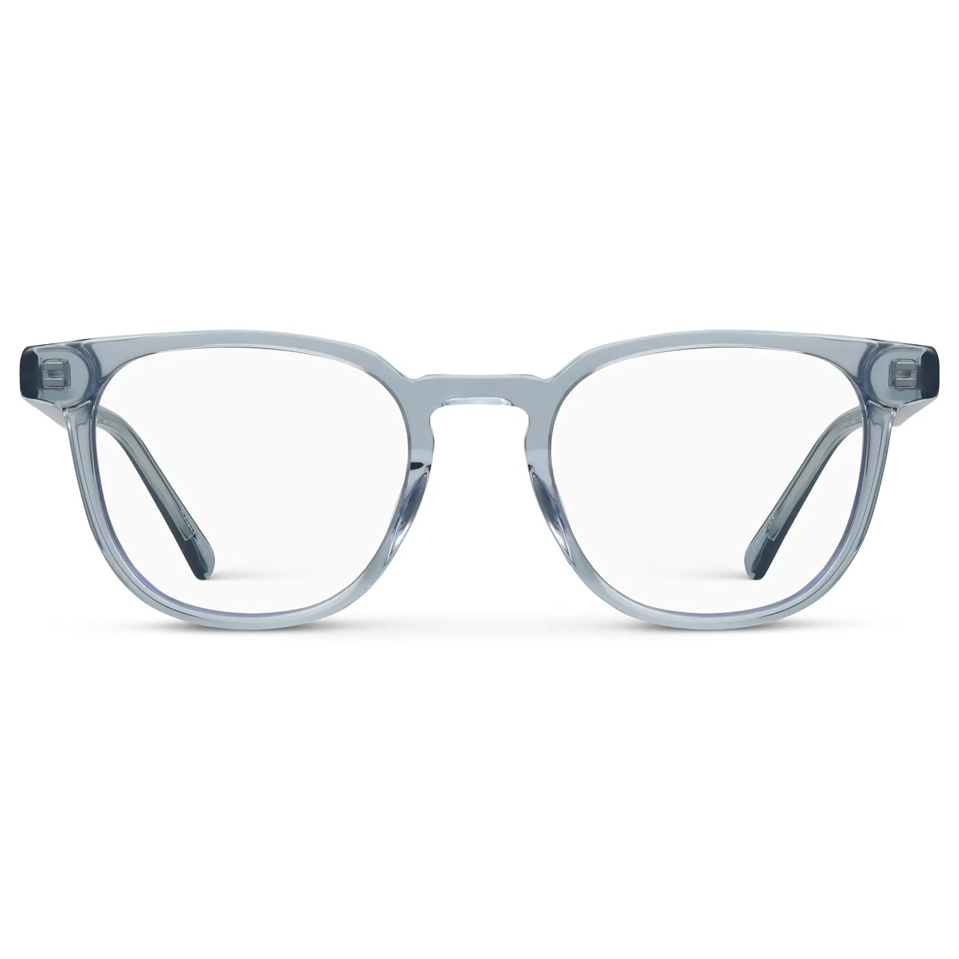 Denim Blue || Men's Square Eyeglasses with Denim Blue Acetate Frame and Clear Prescription Lens on a white background
