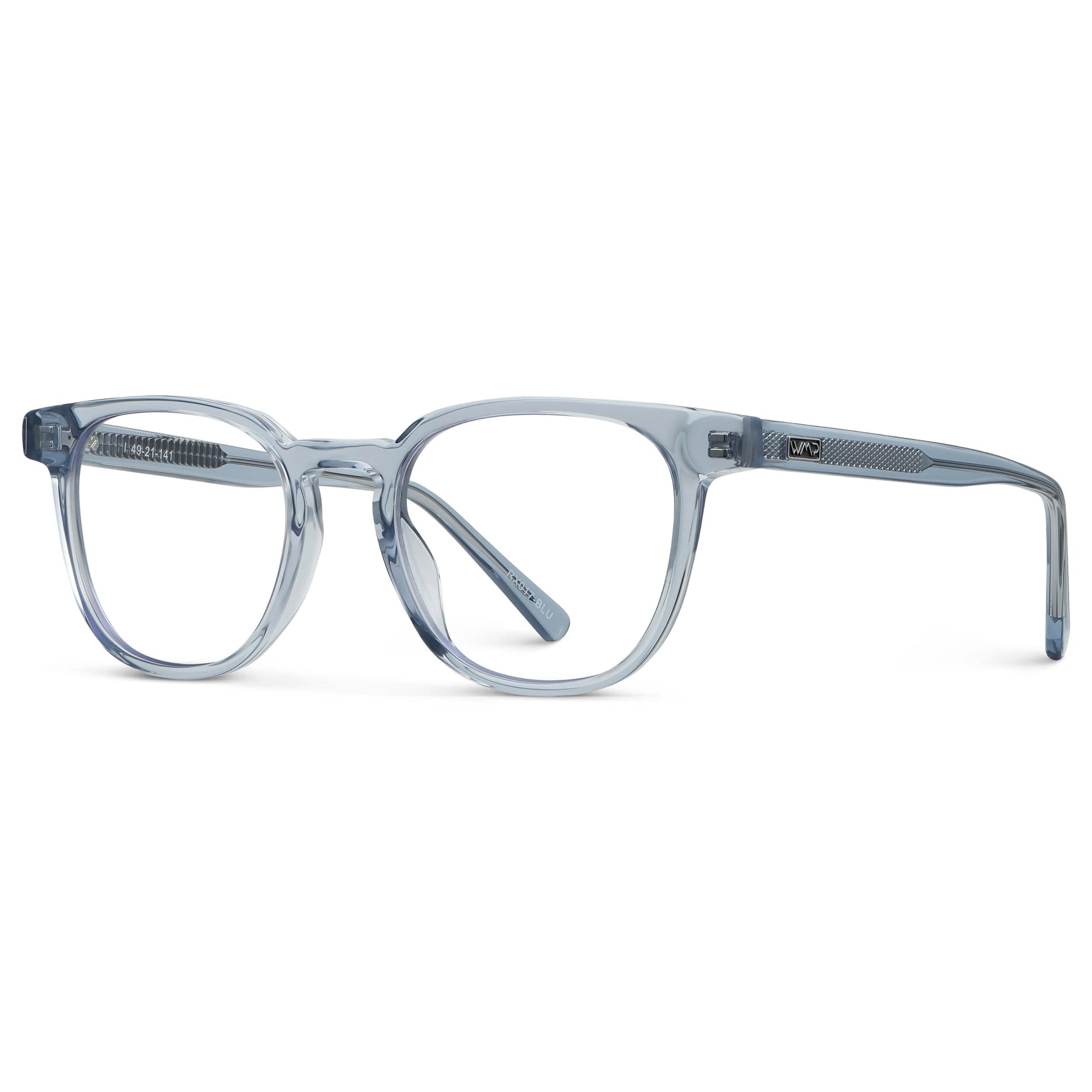 Denim Blue || Men's Square Blue Light Blocking Glasses with Denim Blue Acetate Frame and Clear Lens