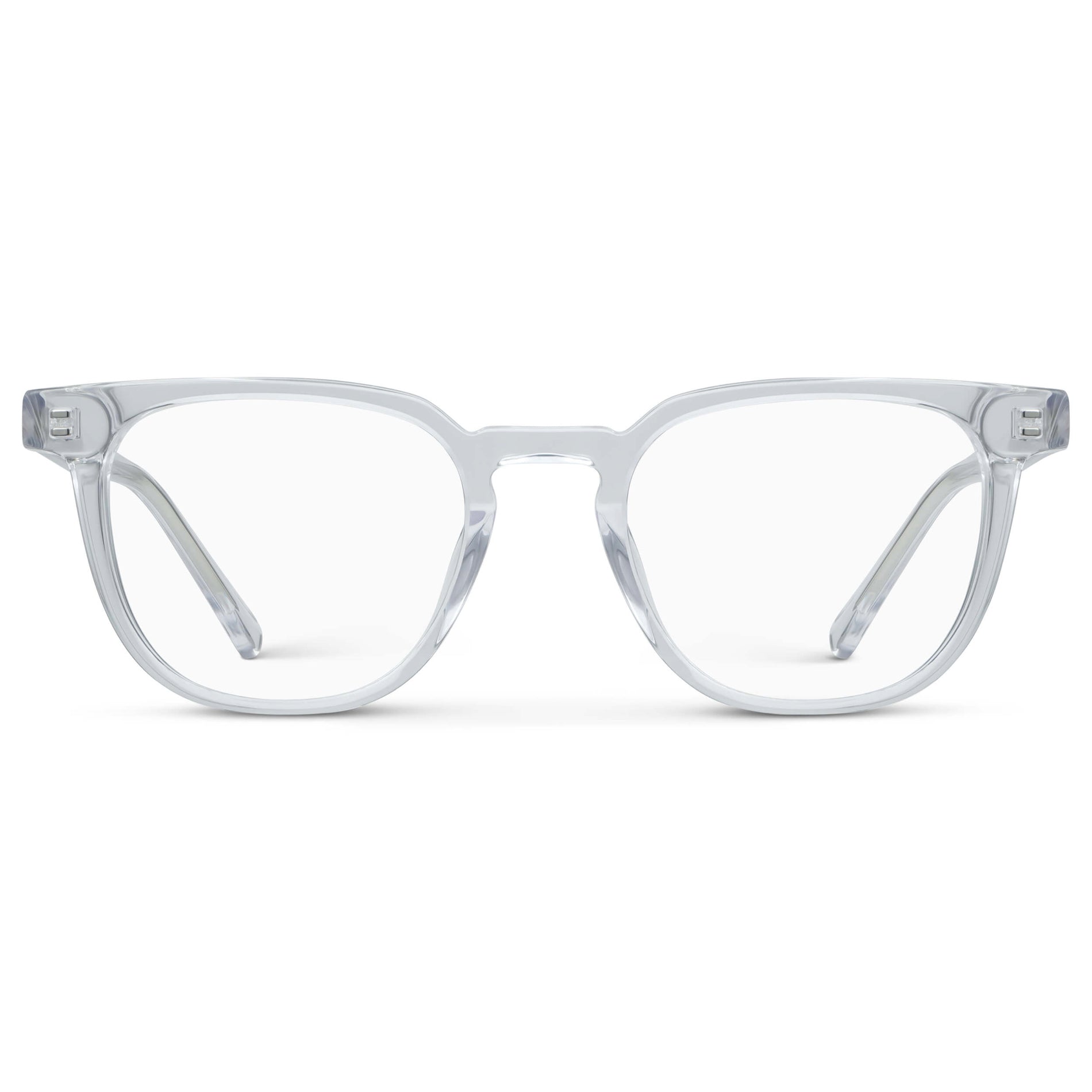 Clear || Men's Square Blue Light Blocking Glasses with Clear Acetate Frame and Clear Lens
