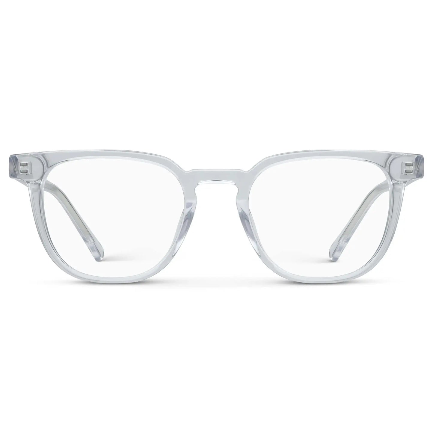 Clear || Men's Square Blue Light Blocking Glasses with Clear Acetate Frame and Clear Lens on a white background 