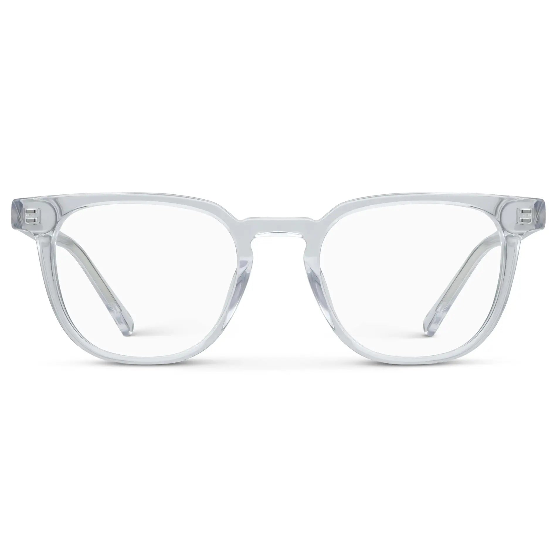 Clear || Men's Square Eyeglasses with Clear Acetate Frame and Clear Prescription Lens on a white background