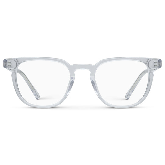 Clear || Men's Square Blue Light Blocking Glasses with Clear Acetate Frame and Clear Lens