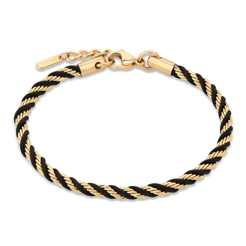 Lev Bracelet - Gold / Black Rope