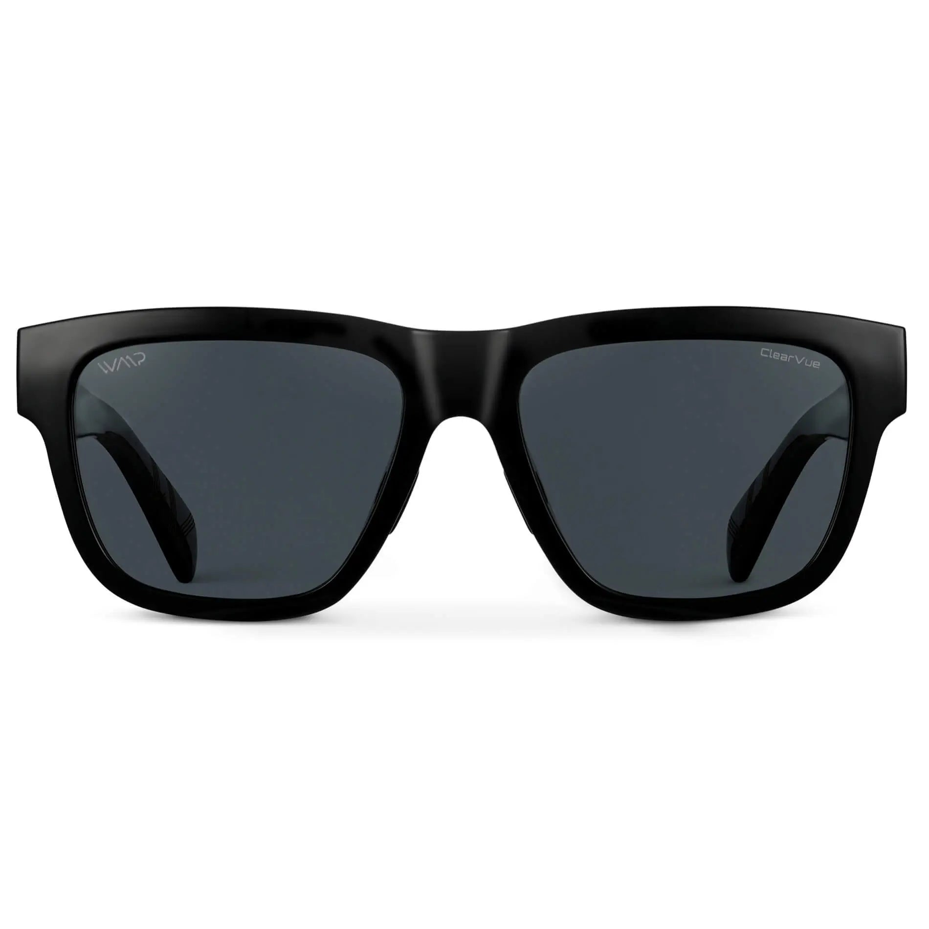 Black / Black Lens || Black Square Frame Sunglasses with Black Polarized Lenses