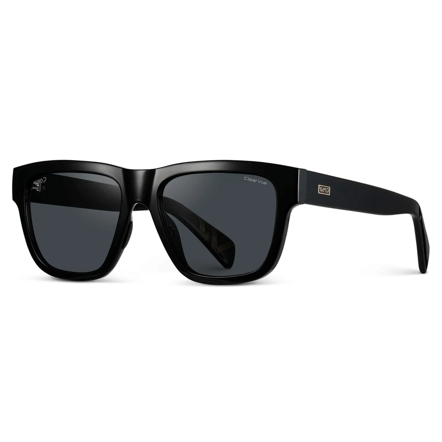 Black / Black Lens || Black Square Frame Sunglasses with Black Polarized Lenses