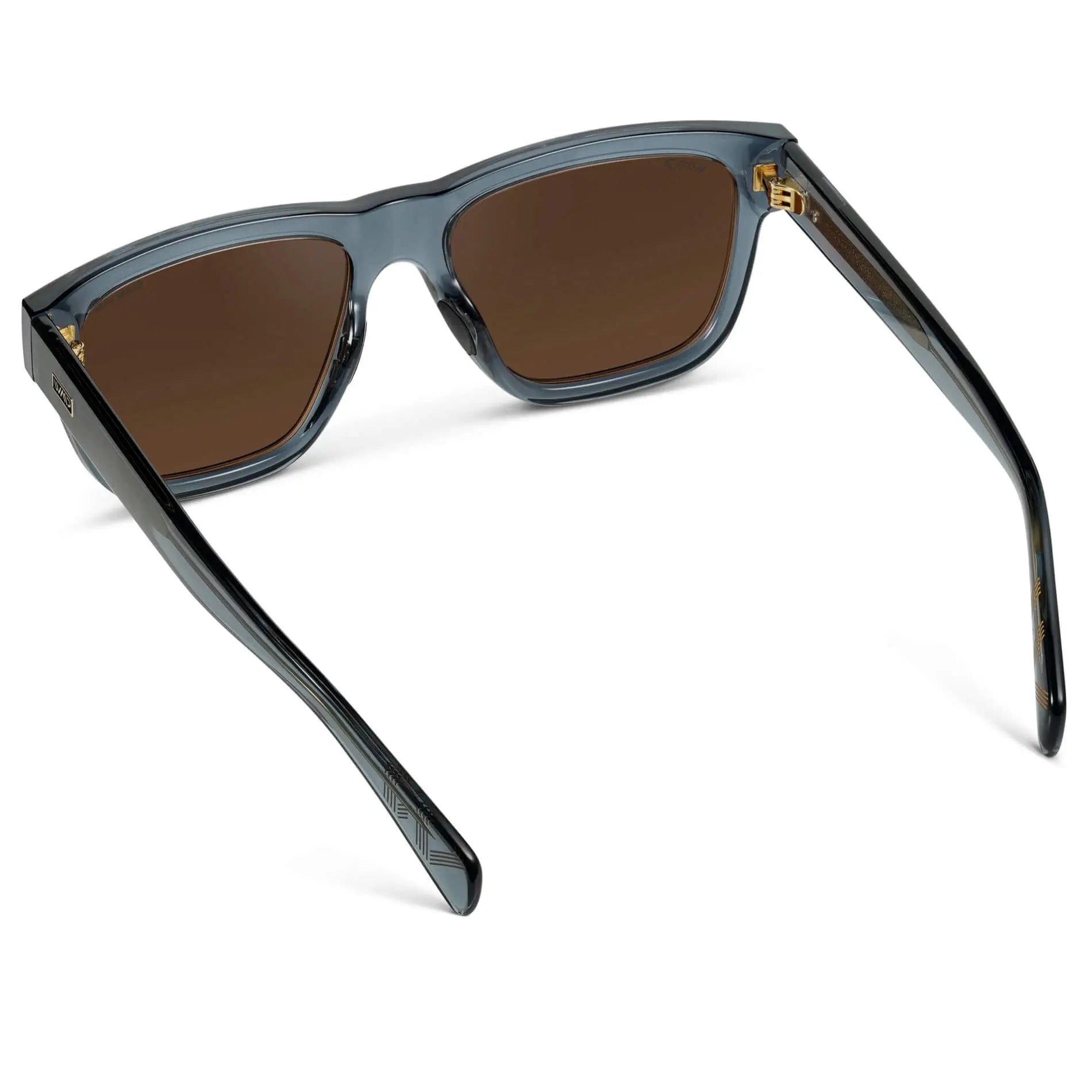 Crystal Navy Dusk / Brown Lens || Blue Square Frame Sunglasses with Brown Polarized Lenses