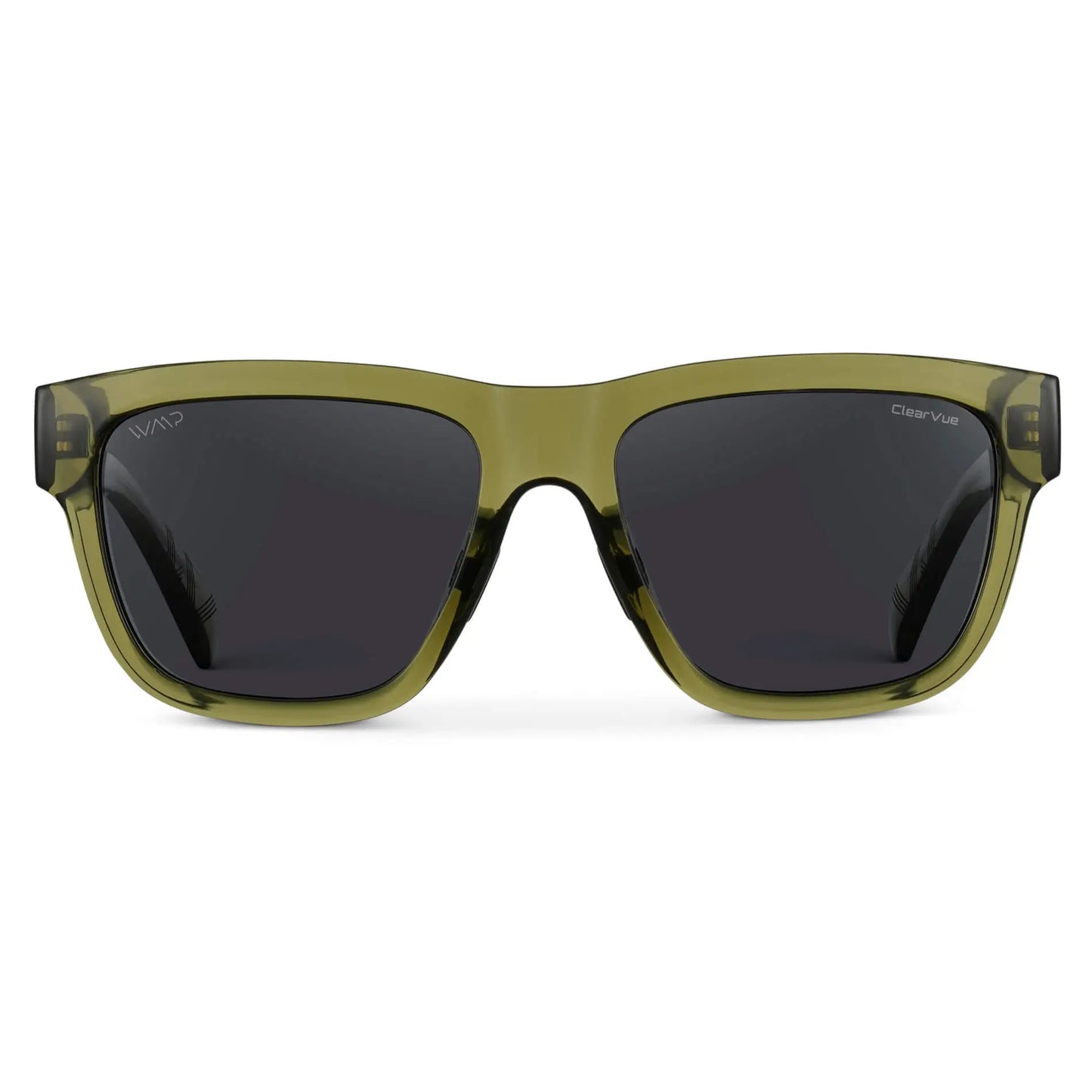 Crystal Saguaro Green / Black Lens || Green Square Frame Sunglasses with Black Polarized Lenses