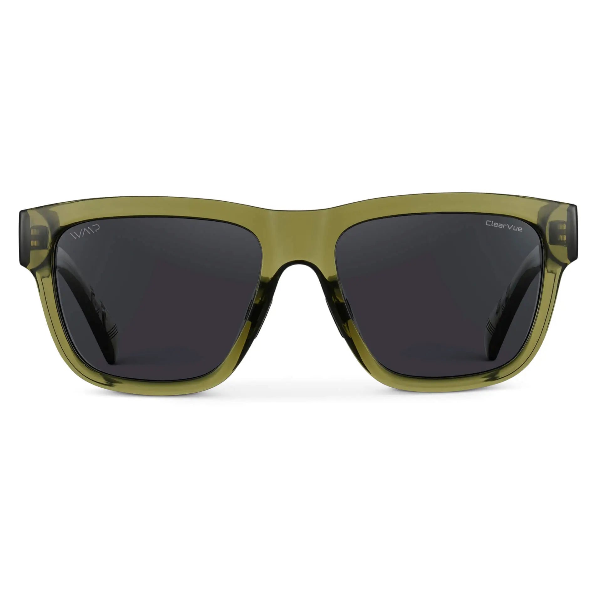 Crystal Saguaro Green / Black Lens || Green Square Frame Sunglasses with Black Polarized Lenses