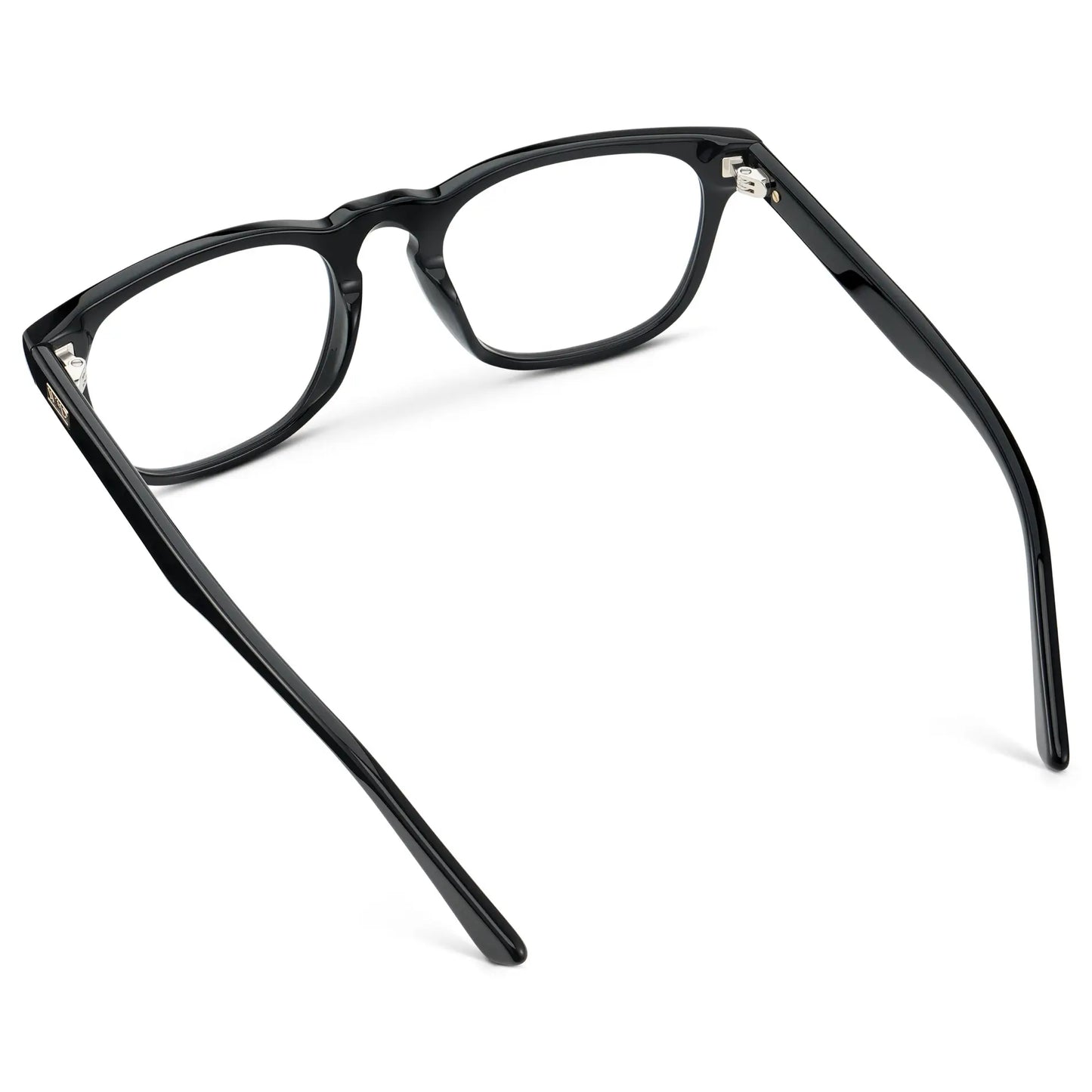 Black || Men's Rectangular Blue Light Blocking Glasses with Black Acetate Frame and Clear Lens
