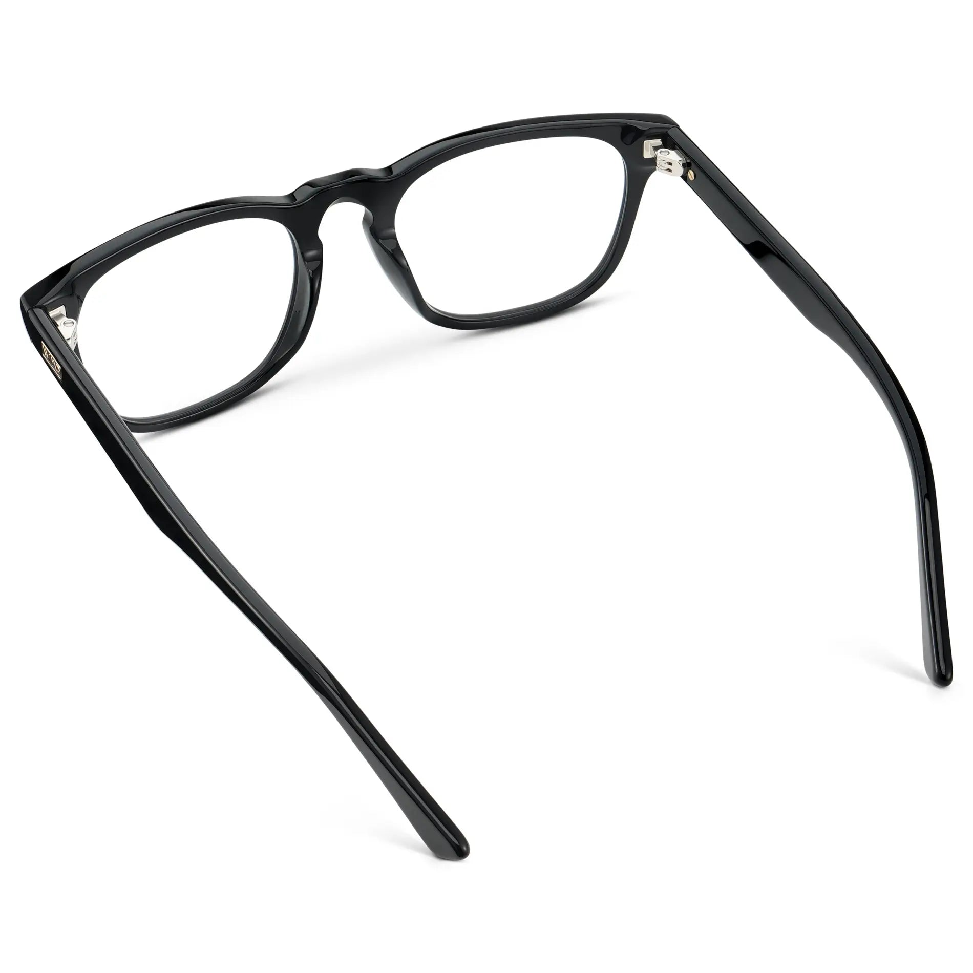 Black || Men's Rectangular Blue Light Blocking Glasses with Black Acetate Frame and Clear Lens