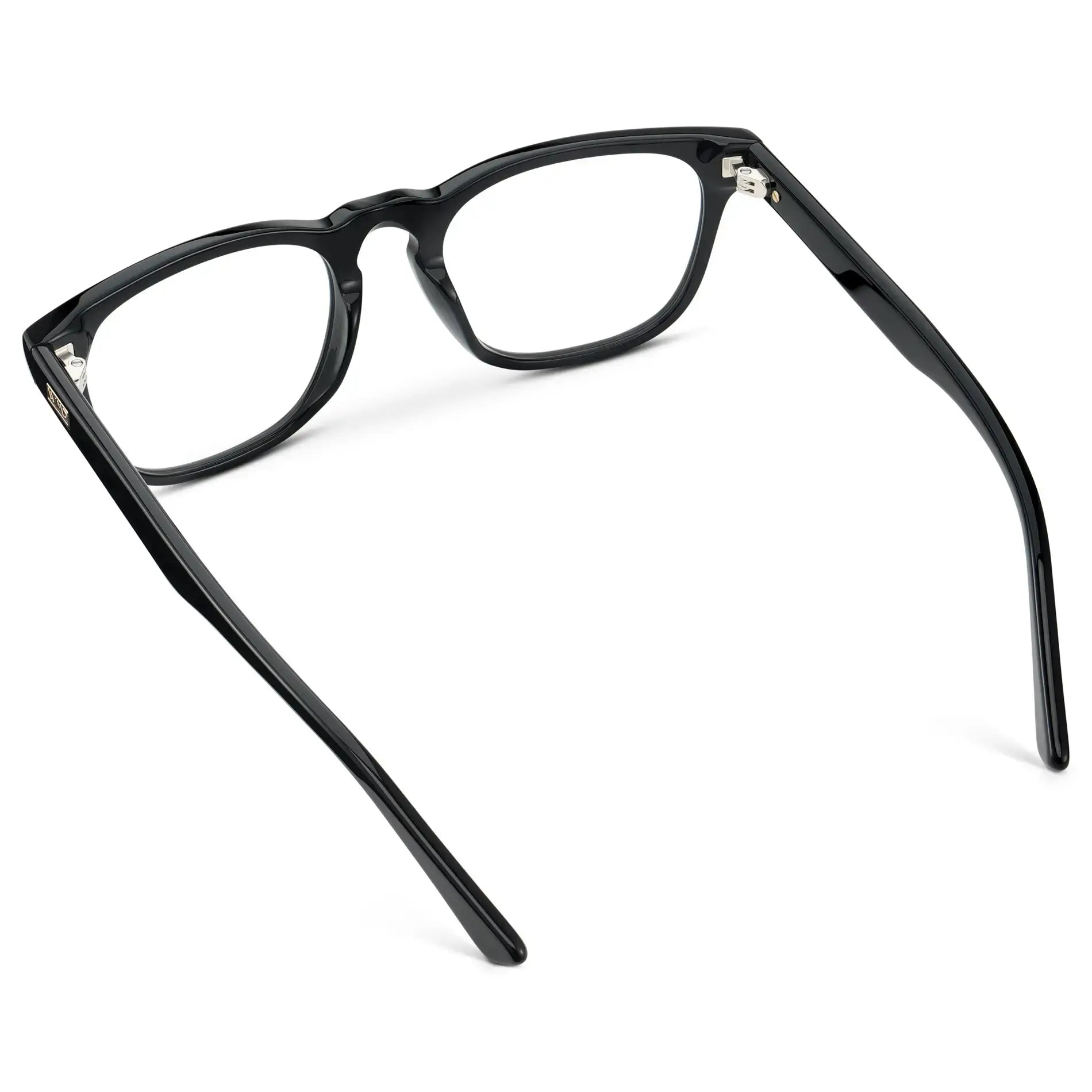 Black || Men's Rectangular Prescription Glasses with Black Acetate Frame and Clear Lens