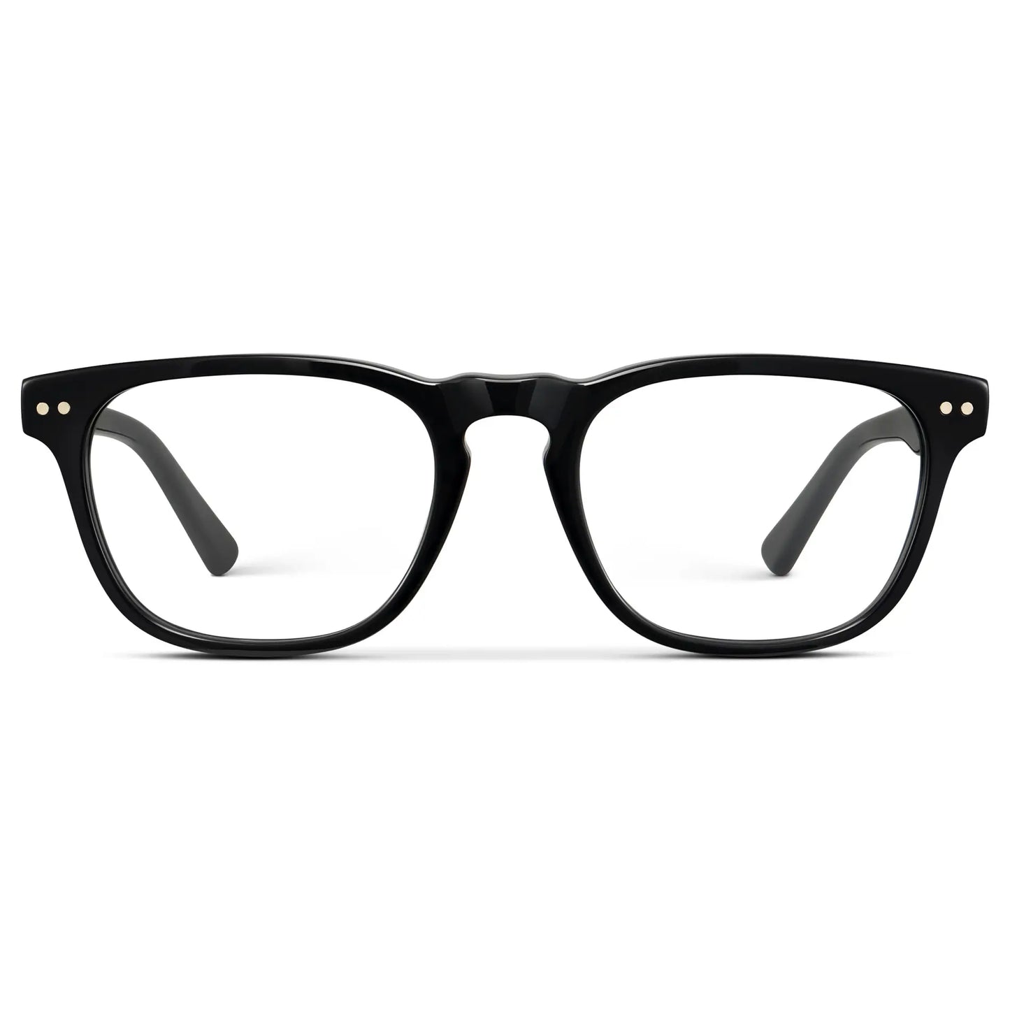 Black || Men's Rectangular Blue Light Blocking Glasses with Black Acetate Frame and Clear Lens