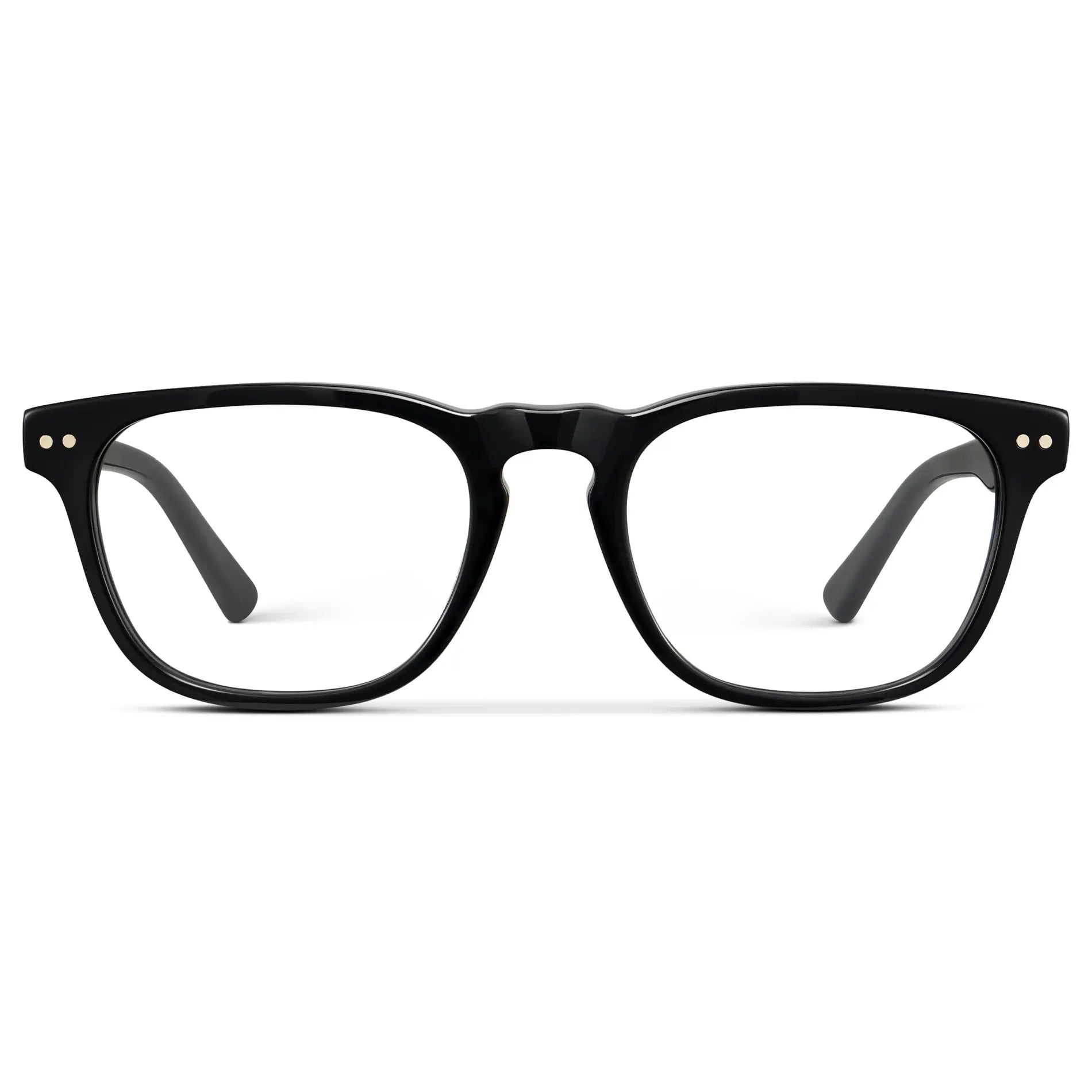 Black || Men's Rectangular Blue Light Blocking Glasses with Black Acetate Frame and Clear Lens