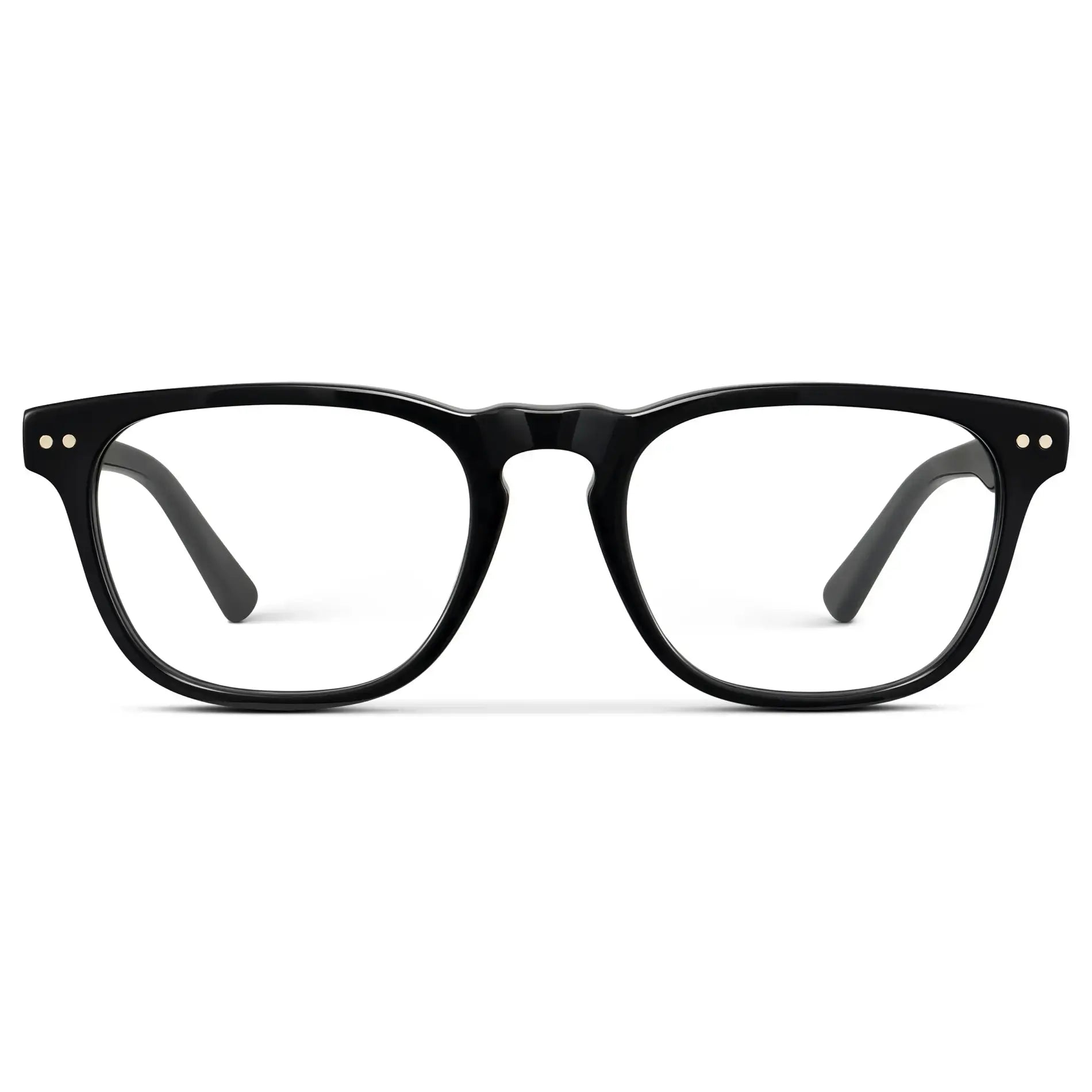 Black || Men's Rectangular Prescription Glasses with Black Acetate Frame and Clear Lens