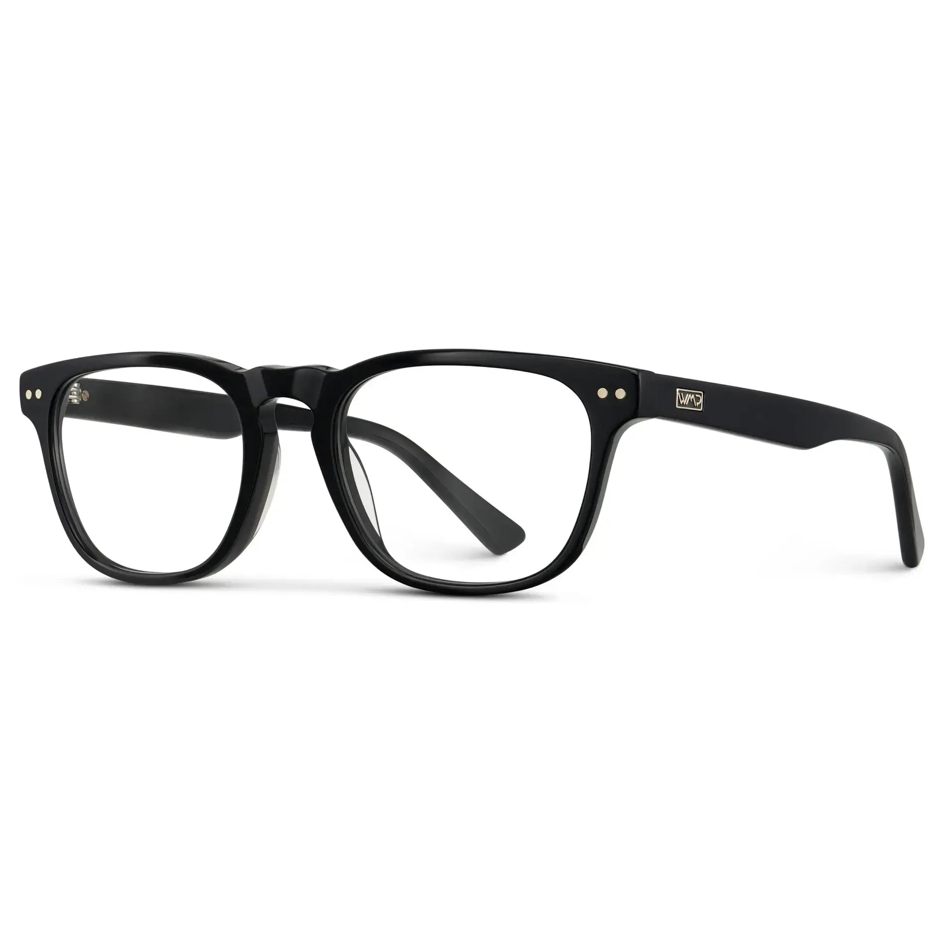 Black || Men's Rectangular Prescription Glasses with Black Acetate Frame and Clear Lens