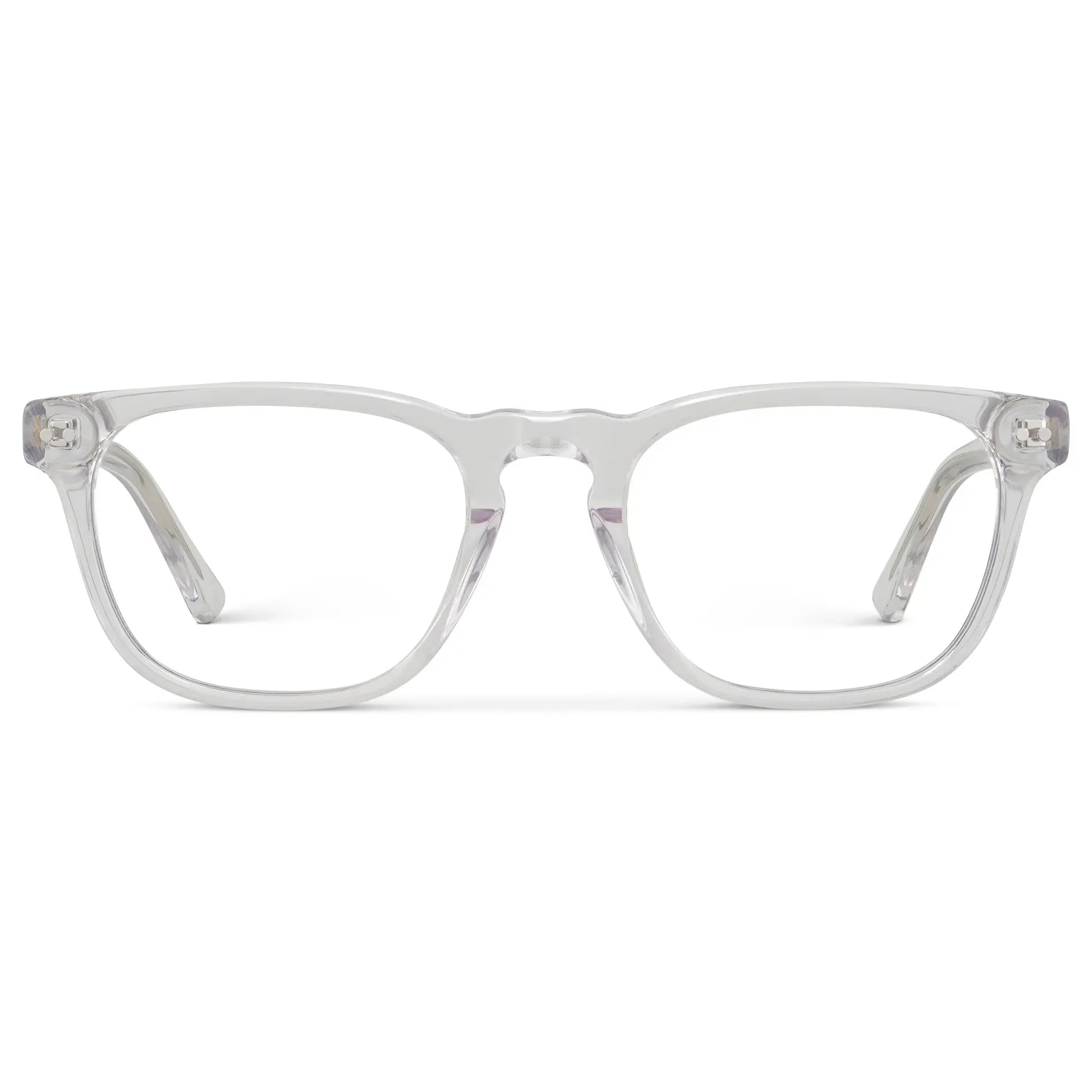 Clear || Men's Rectangular Blue Light Blocking Glasses with Clear Acetate Frame and Clear Lens