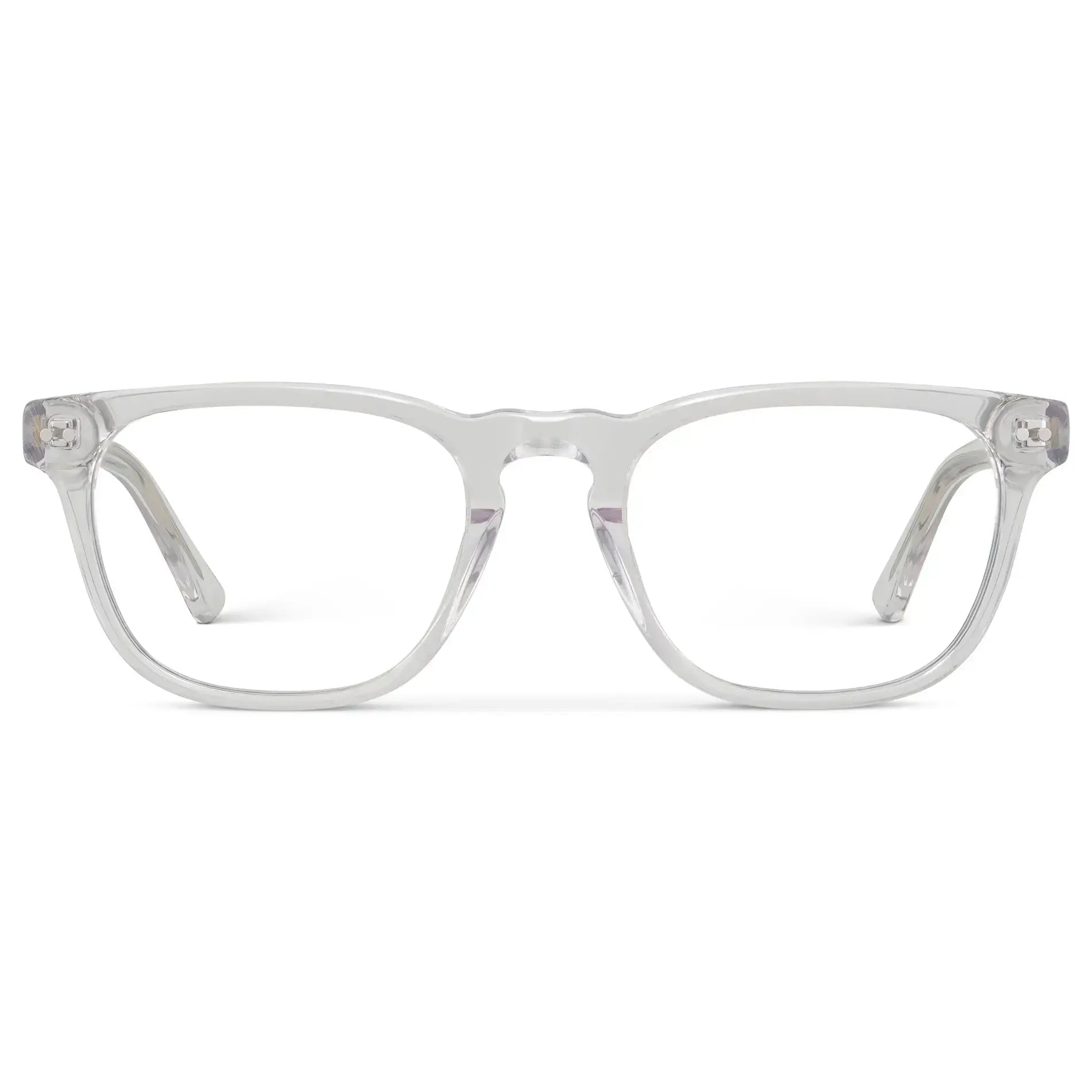 Clear || Men's Rectangular Prescription Glasses with Clear Acetate Frame and Clear Lens