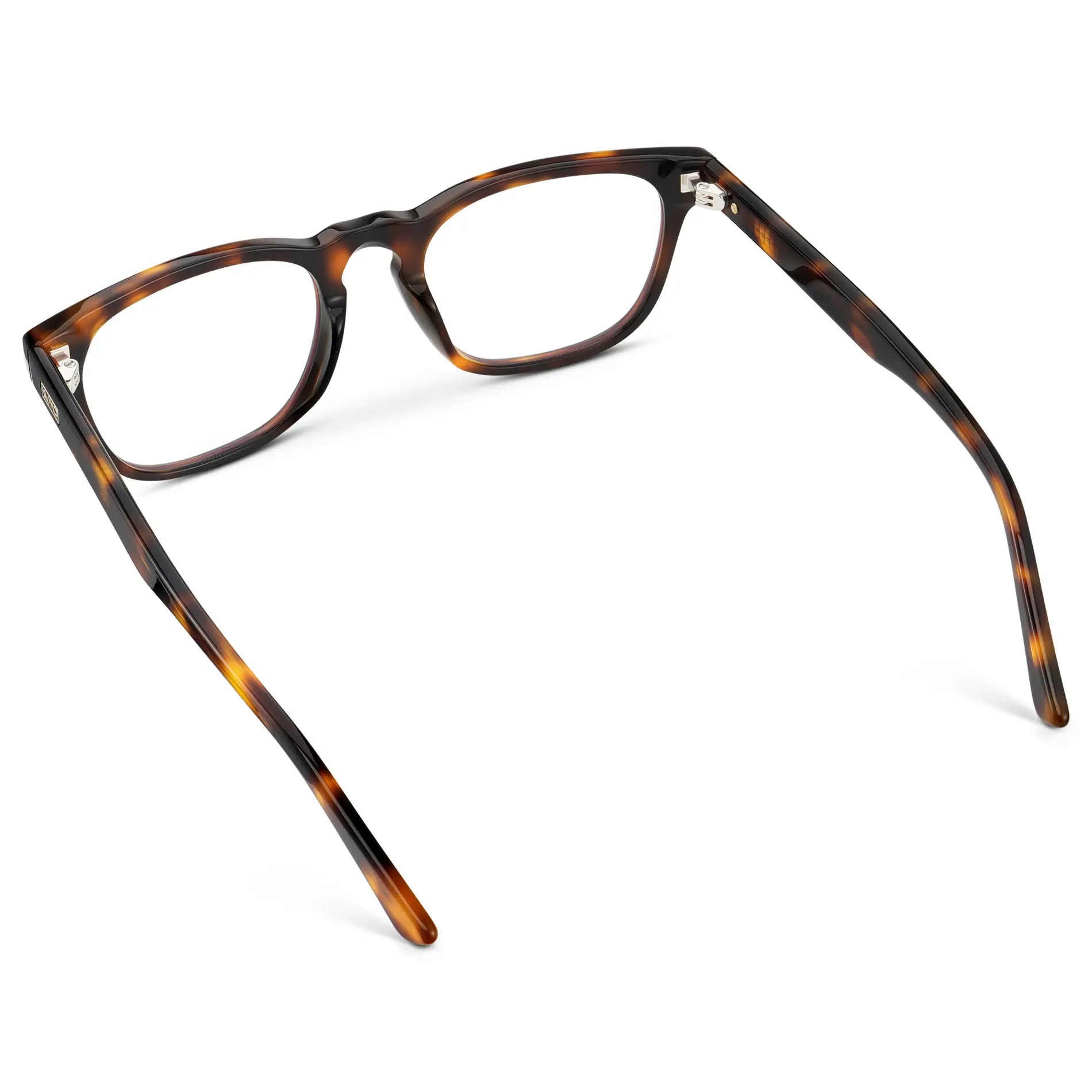 Brown Tortoise || Men's Rectangular Blue Light Blocking Glasses with Brown Tortoise Acetate Frame and Clear Lens
