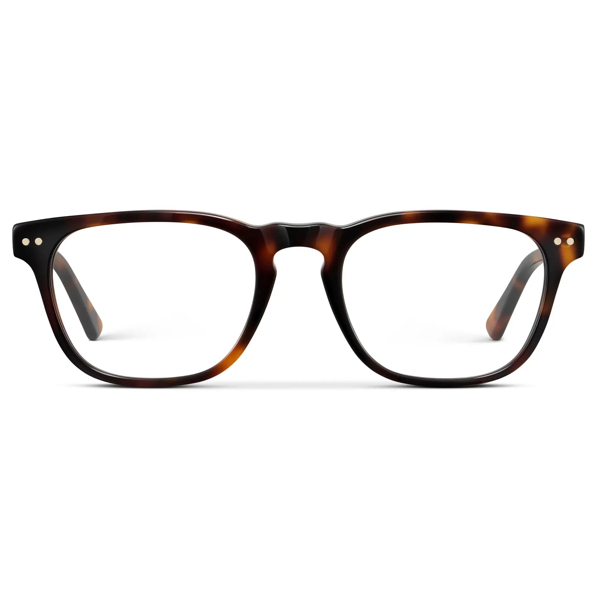 Brown Tortoise || Men's Rectangular Blue Light Blocking Glasses with Brown Tortoise Acetate Frame and Clear Lens