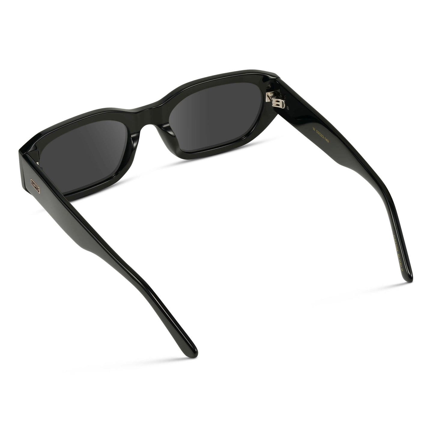 Black / Grey || Women's Rectangular Cat-Eye Prescription Sunglasses with Black Acetate Frame and Grey Lens