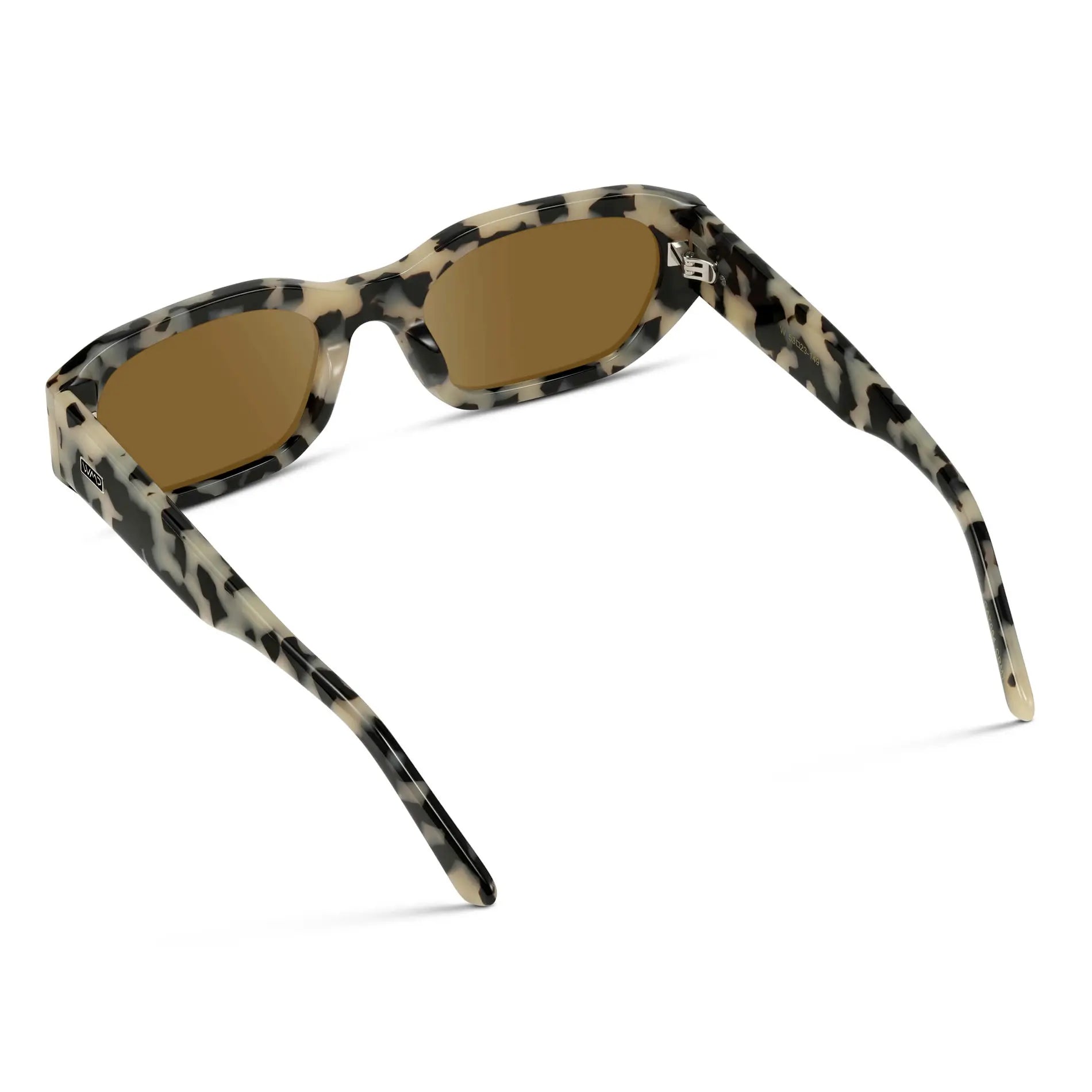 Beige Tortoise / Amber || Back view of Women's Rectangular Cat-Eye Prescription Sunglasses with Beige Tortoise Acetate Frame and Amber Lens on a white background 