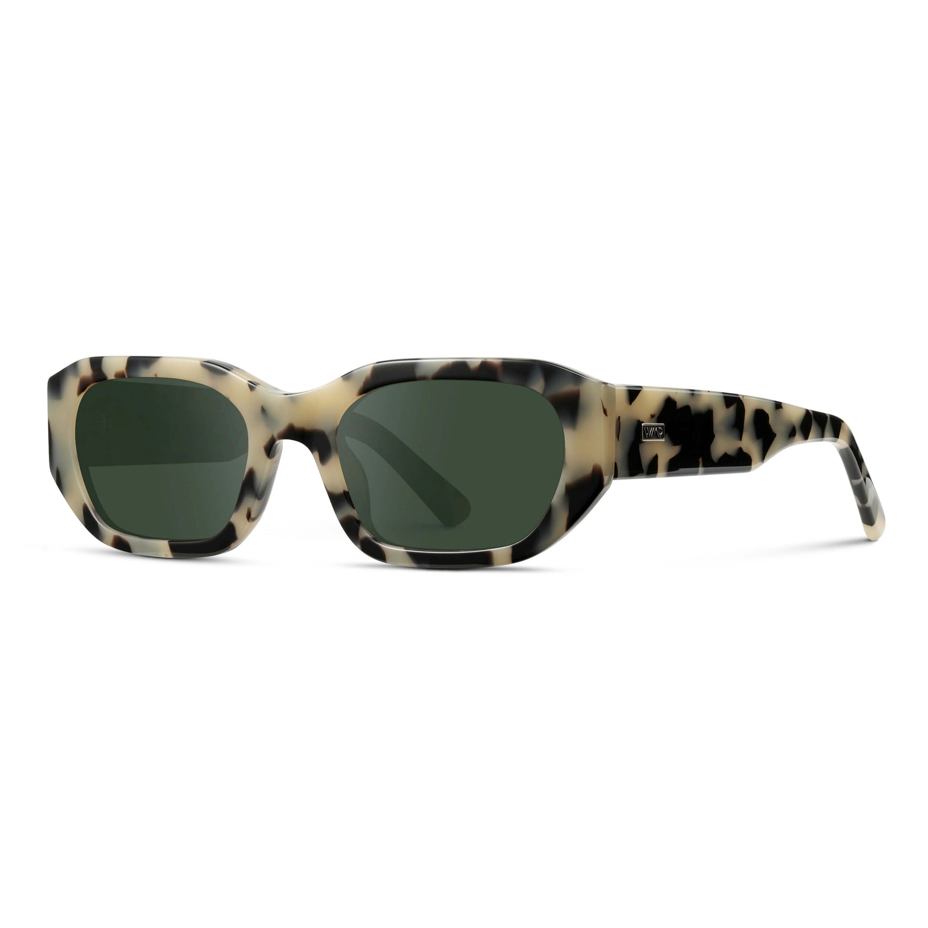 Beige Tortoise / G15 || Women's Rectangular Cat-Eye Prescription Sunglasses with Beige Tortoise Acetate Frame and Green Lens