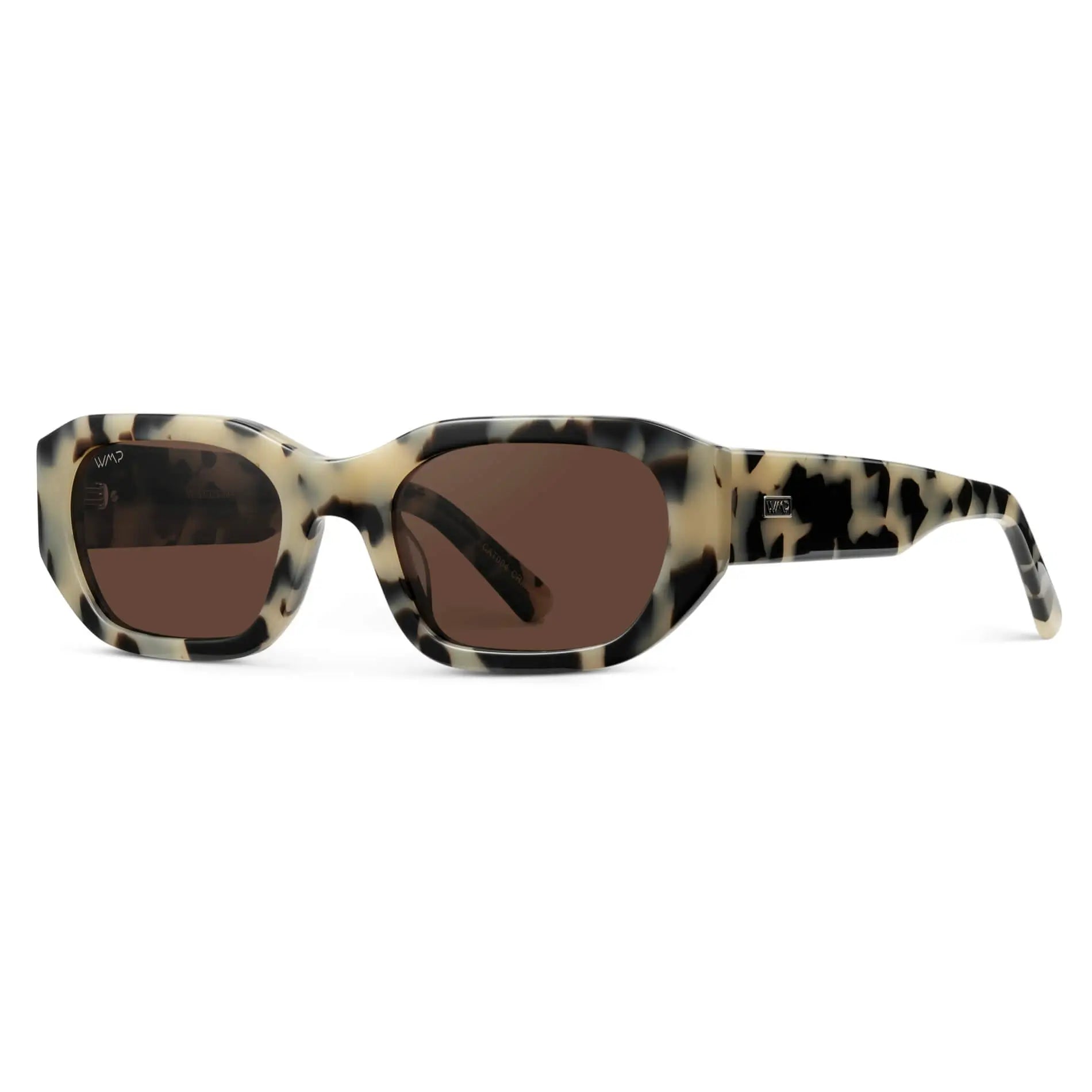 Beige Tortoise / Amber Lens || Women's Rectangular Cateye Sunglasses with Beige Tortoise Acetate Frame and Amber Polarized Lens