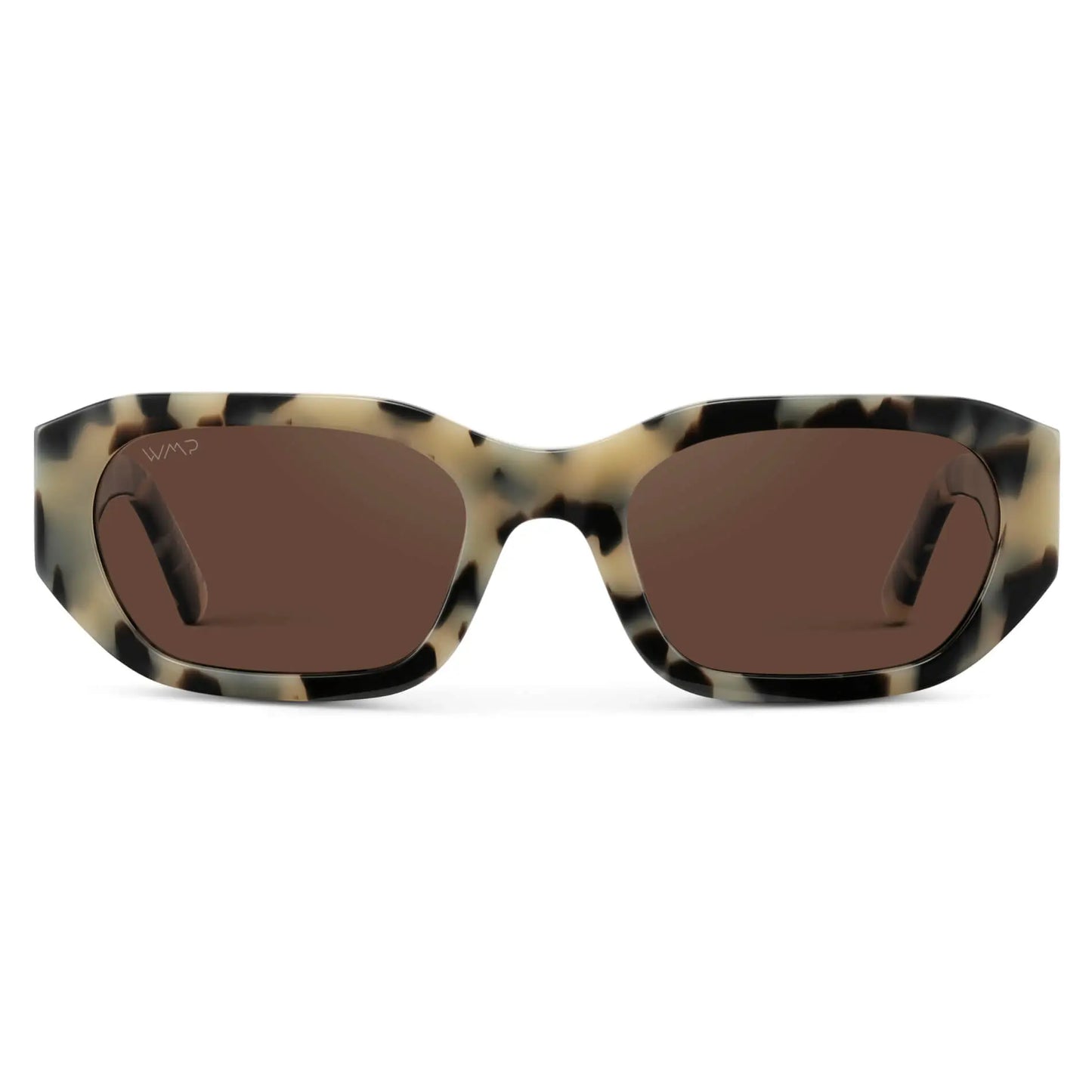 Beige Tortoise / Amber Lens || Women's Rectangular Cateye Sunglasses with Beige Tortoise Acetate Frame and Amber Polarized Lens