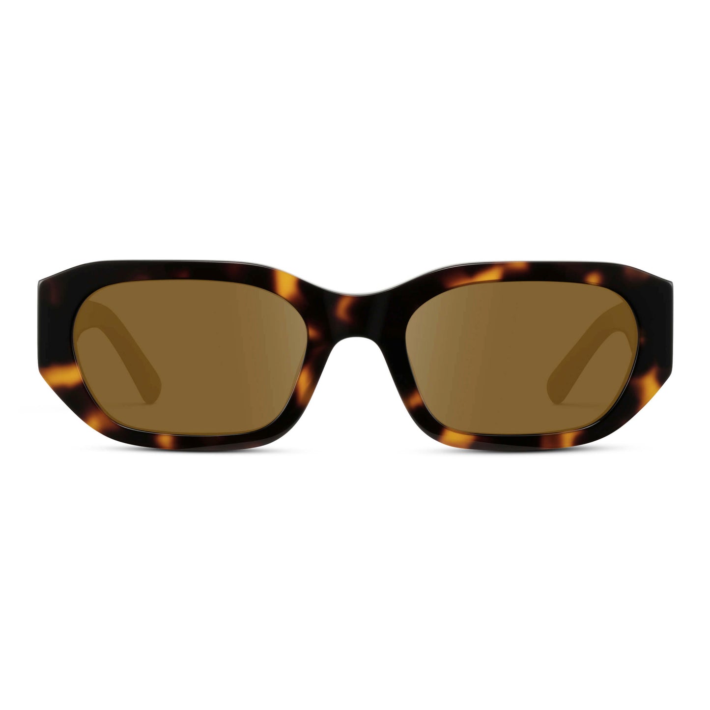 Tortoise / Amber || Women's Rectangular Cat-Eye Prescription Sunglasses with Brown Tortoise Acetate Frame and Amber Lens