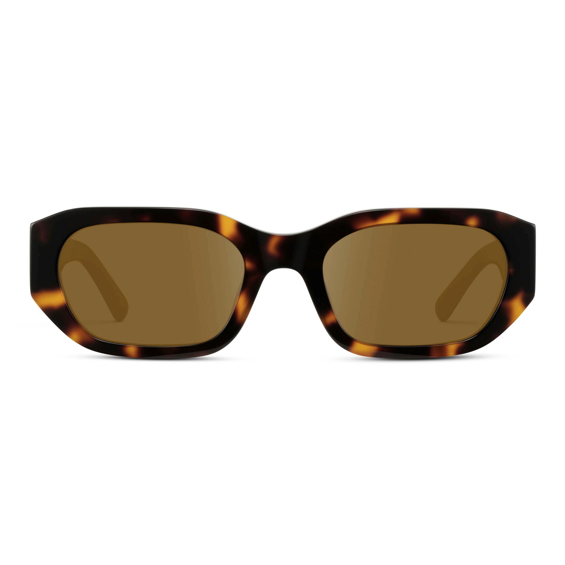 Tortoise / Amber || Women's Rectangular Cat-Eye Prescription Sunglasses with Brown Tortoise Acetate Frame and Amber Lens