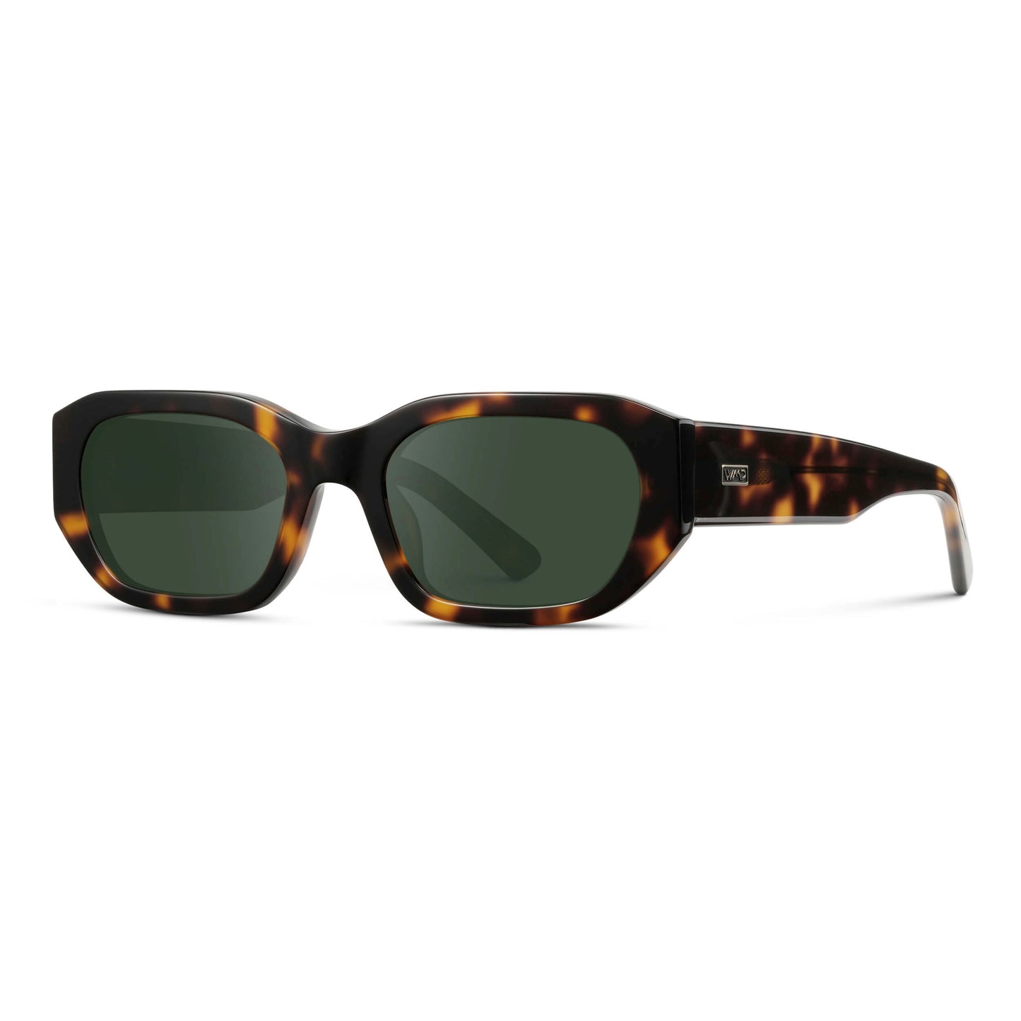Tortoise / G15 || Women's Rectangular Cat-Eye Prescription Sunglasses with Brown Tortoise Acetate Frame and Green Lens