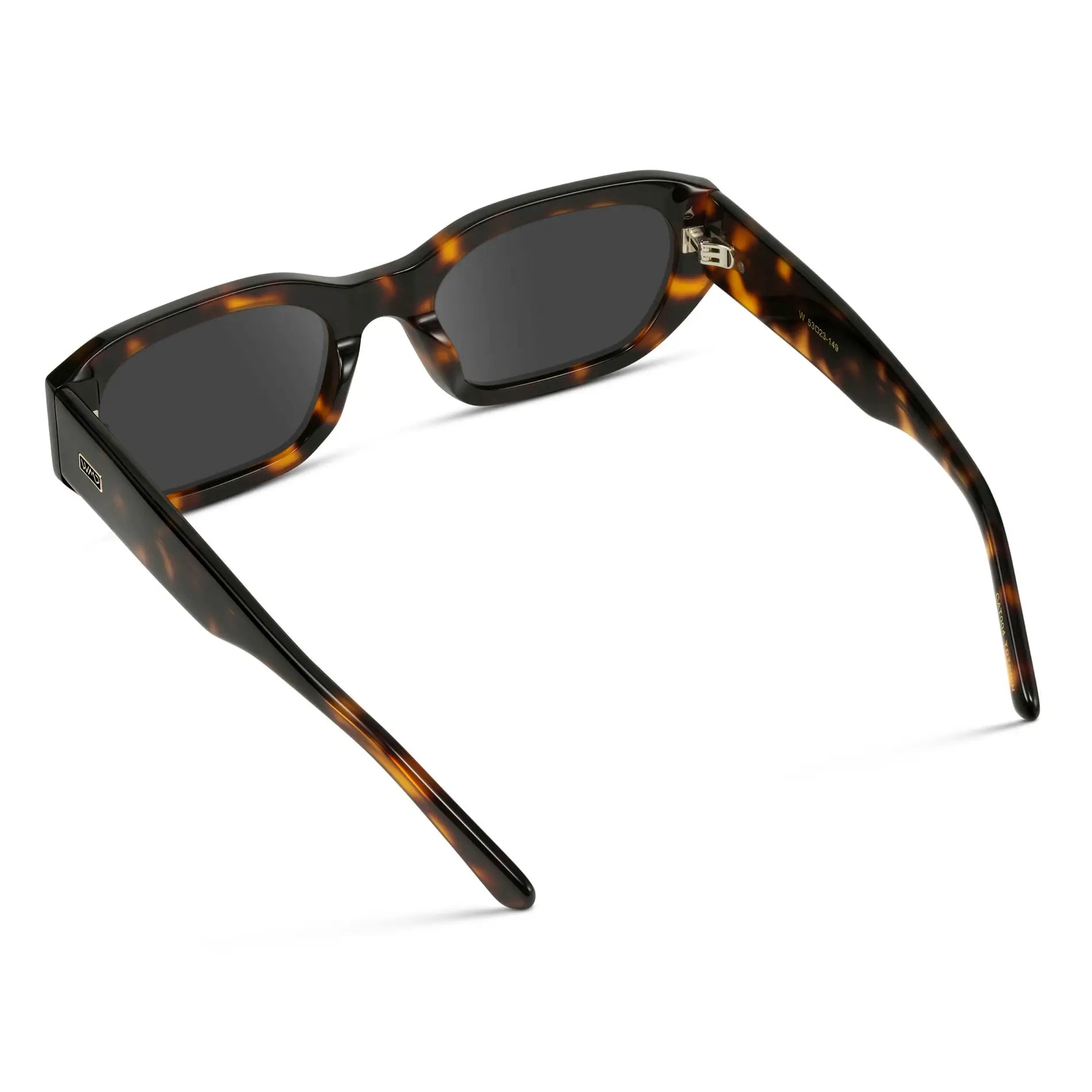 Tortoise / Grey || Women's Rectangular Cat-Eye Prescription Sunglasses with Brown Tortoise Acetate Frame and Grey Lens on a white background 
