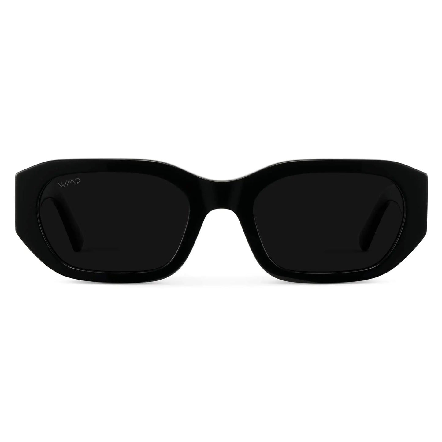 Black / Triple Black Lens || Women's Rectangular Cateye Sunglasses with Black Acetate Frame and Triple Black Polarized Lens