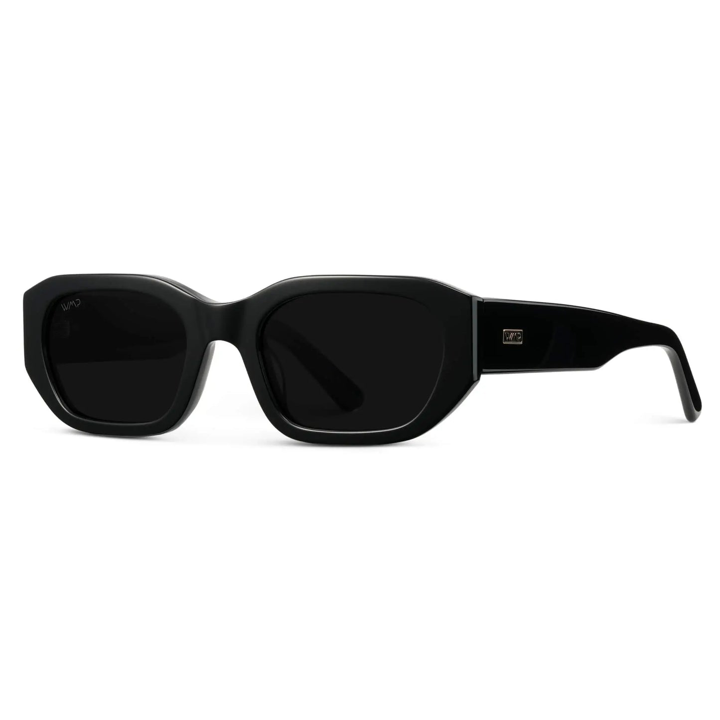 Black / Triple Black Lens || Women's Rectangular Cateye Sunglasses with Black Acetate Frame and Triple Black Polarized Lens
