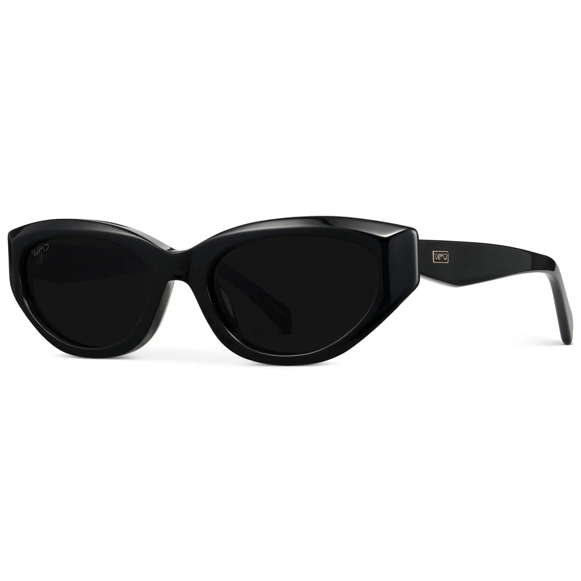 Black / Triple Black Lens || Women's Cat-Eye Polarized Sunglasses with Black Acetate and TR90 frame and Black Lens