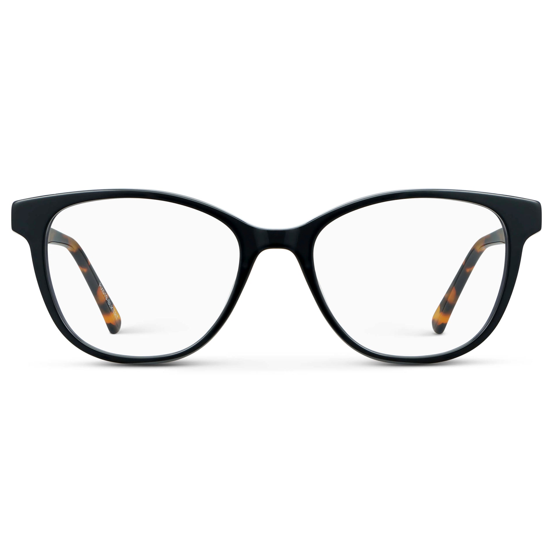 Black Autumn Tortoise || Women's Cat-Eye Eyeglasses with Black Autumn Tortoise Acetate Frame and Clear Prescription Lens